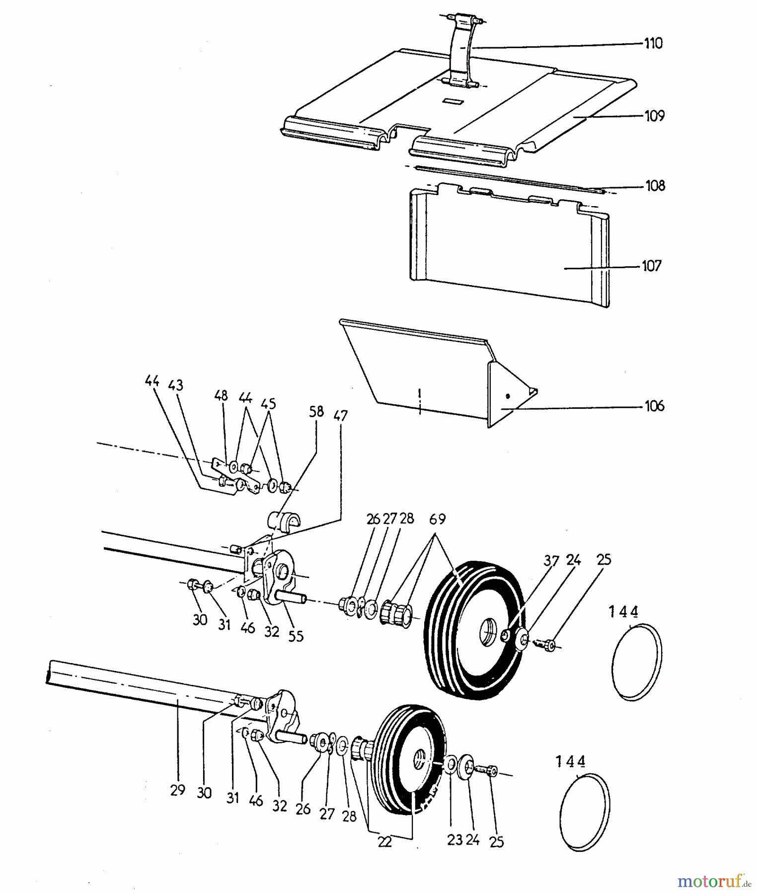  Wolf-Garten Electric mower 4.46 E 6901000 Series A  (1996) Axles, Wheels