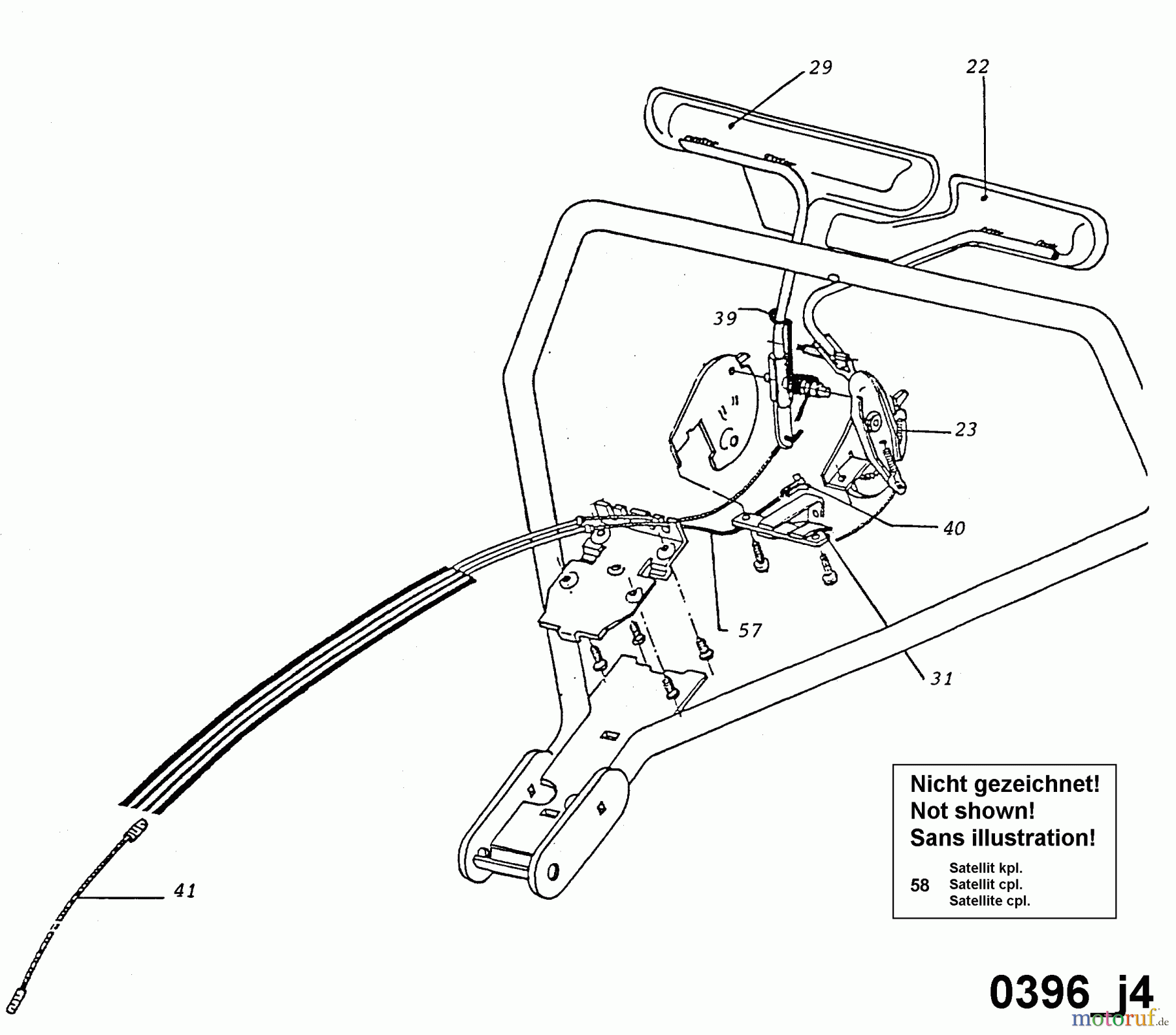  Wolf-Garten Petrol mower self propelled 6.46 BA 6966580 Series A  (1996) Control cable, Electric parts