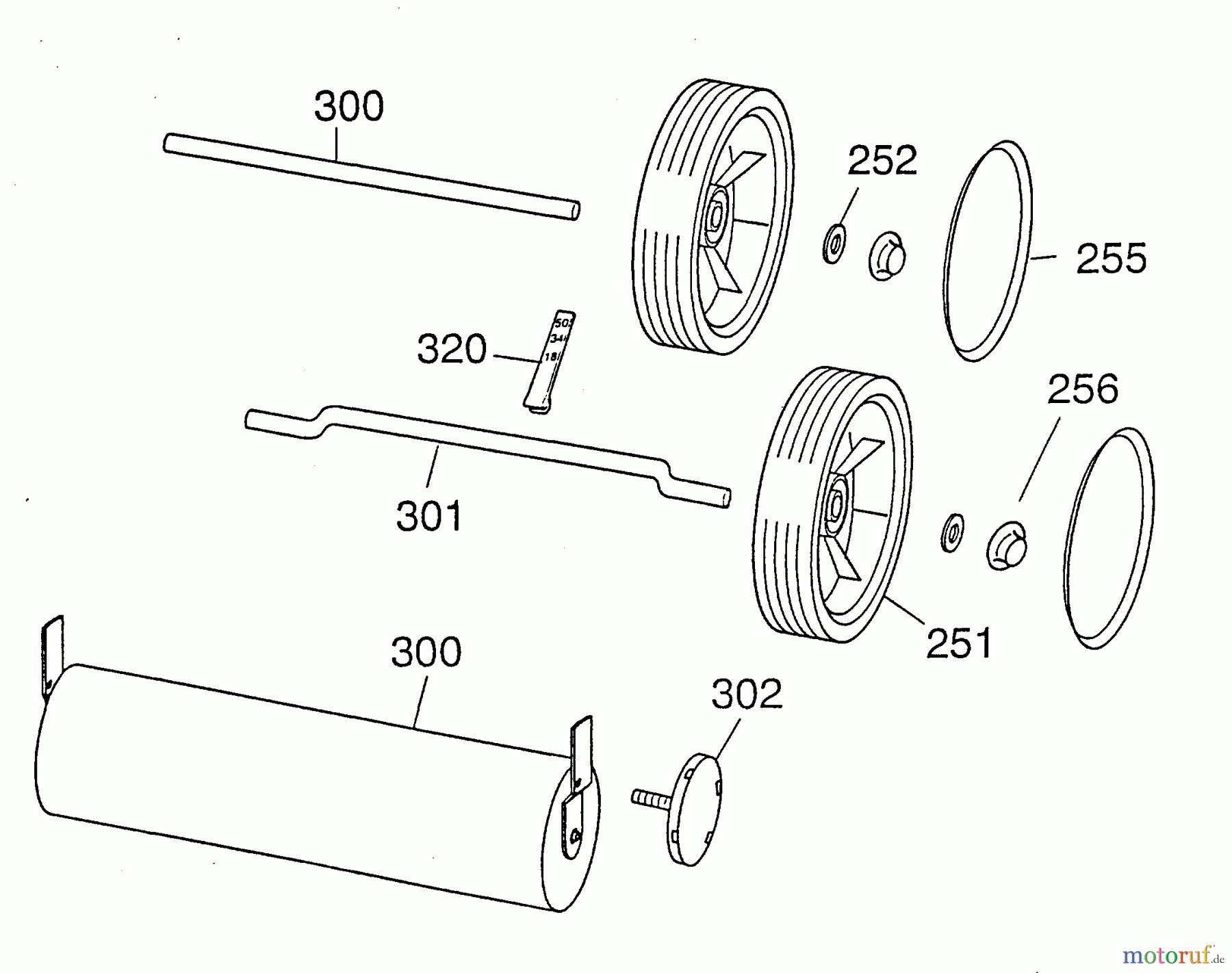  Wolf-Garten Electric mower Picco 32 ER 4901002 Series B  (1999) Axles, Wheels, Roller