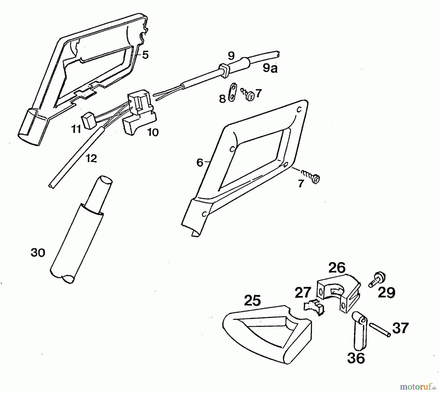  Wolf-Garten Electric trimmer RQ 745 7122000  (1996) Handle, Switch, Shaft