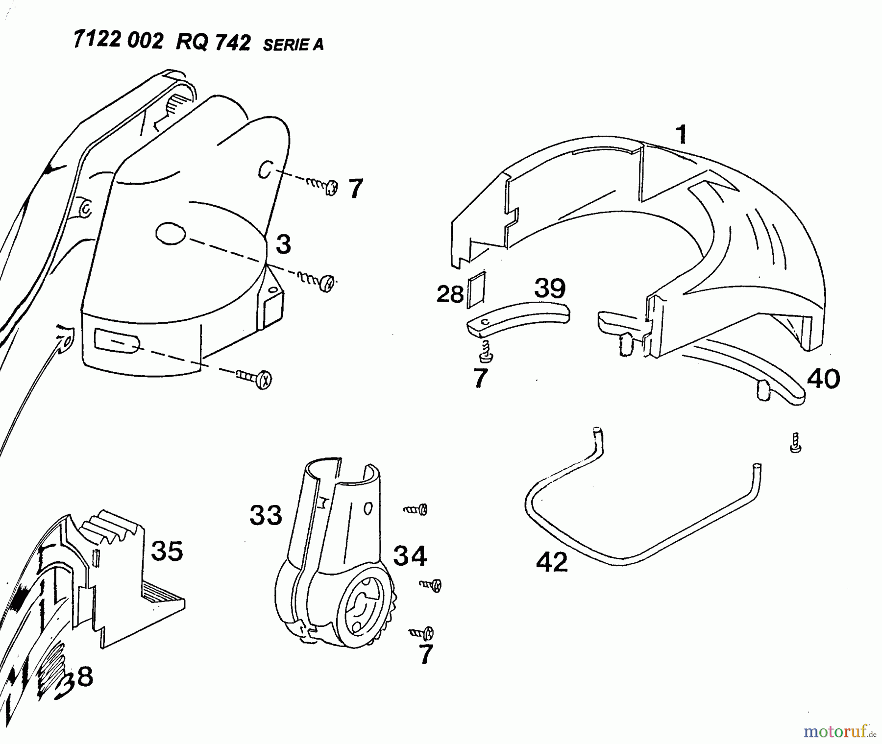  Wolf-Garten Electric trimmer RQ 742 7122002  (1996) Motor housing, Deflector