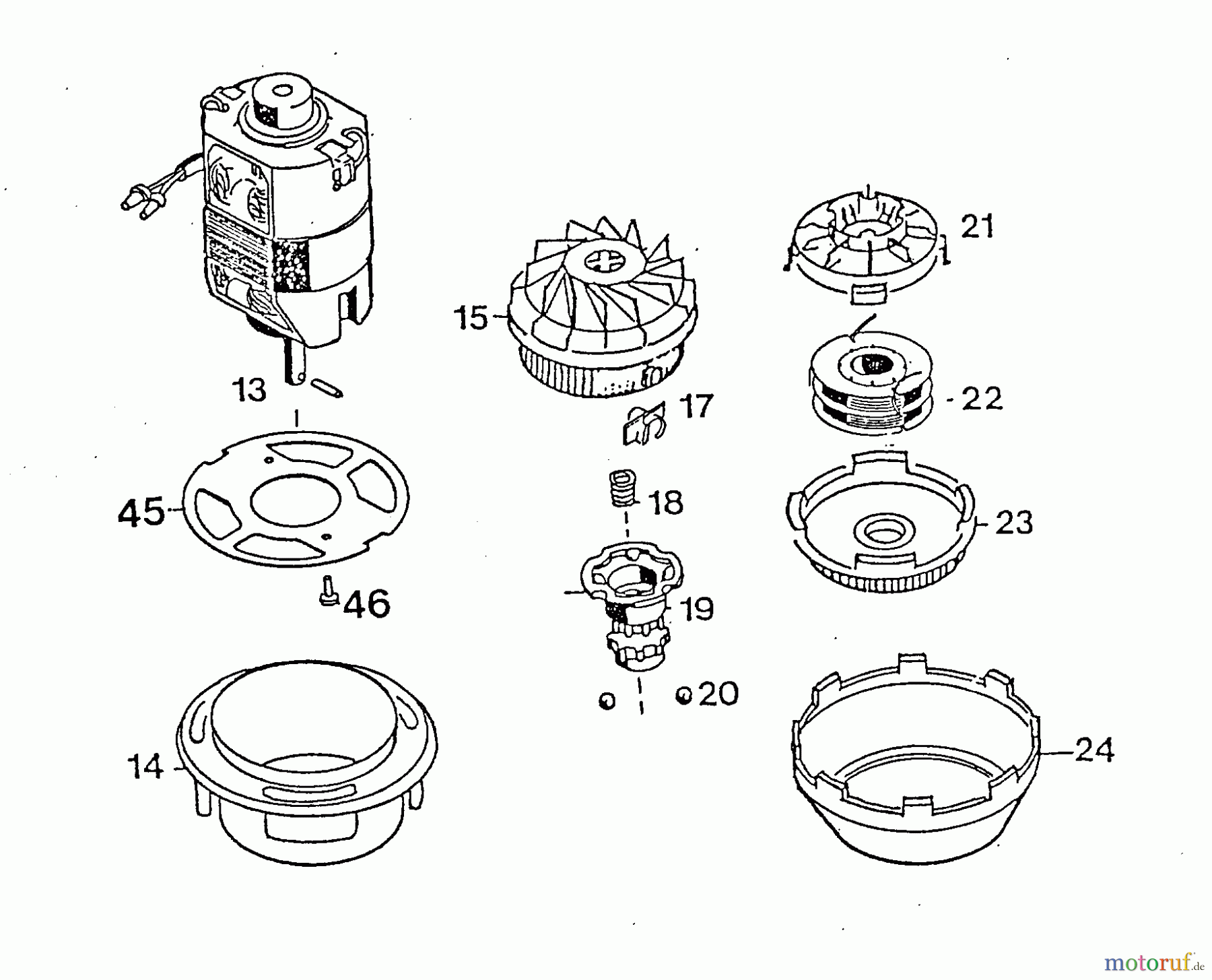  Wolf-Garten Electric trimmer RQ 742 7122002  (1996) Electric motor, Spool and string