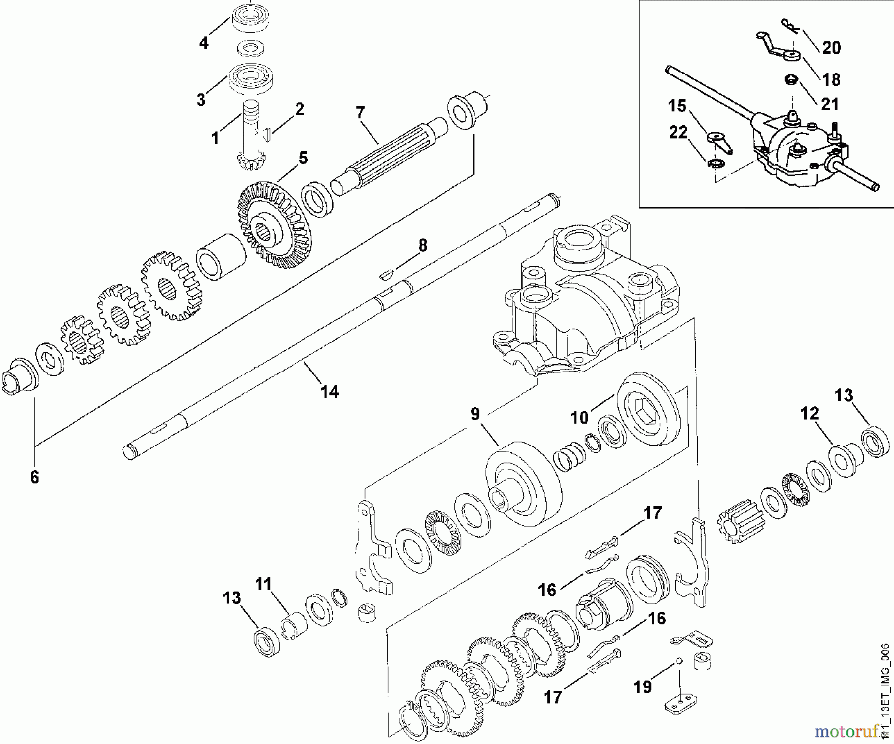  Viking Rasenmäher Benzinrasenmäher MB 555 S, MB 555 C D1 - Getriebe (f. ältere Bauart)