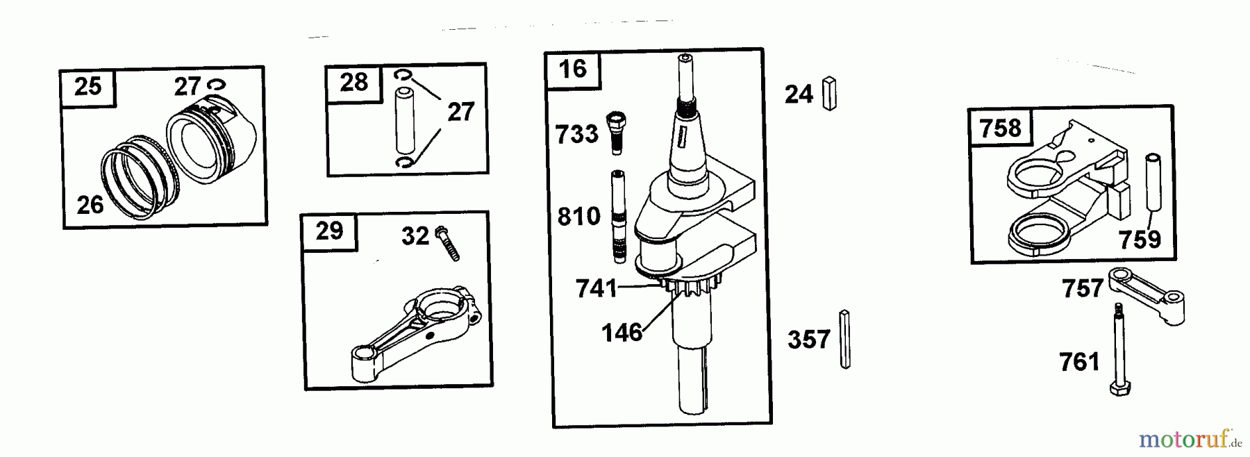  Wolf-Garten Petrol engines Briggs&Stratton Diamond I/C OHV 1001000  (2001) Piston, Crankshaft, Connecting rod