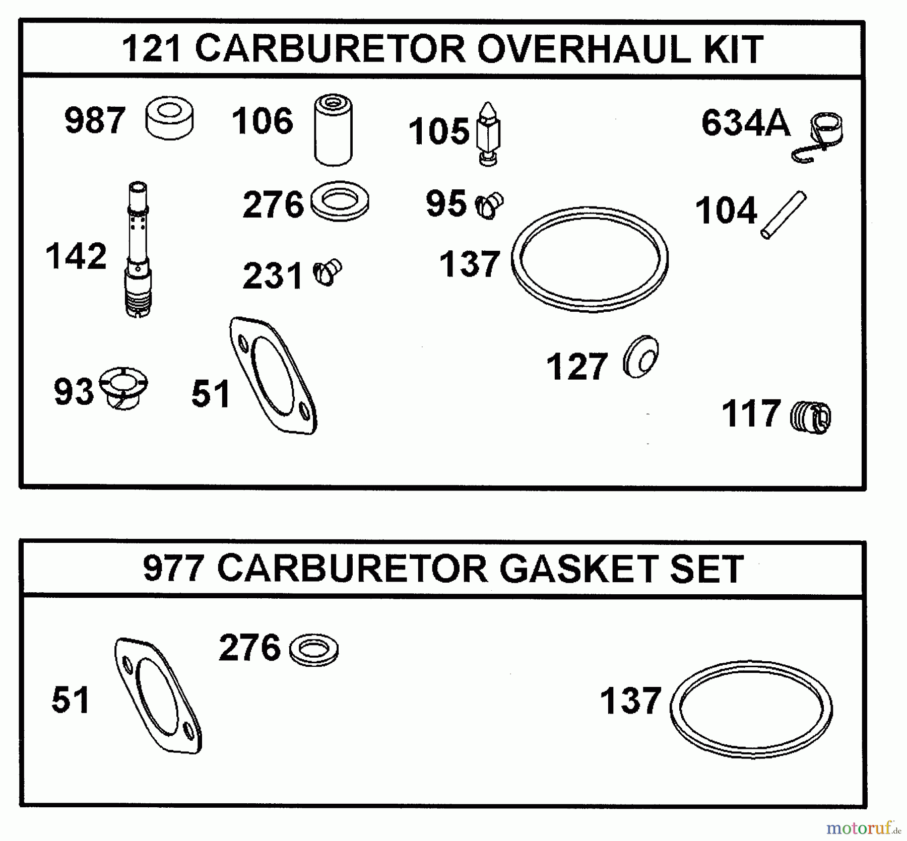  Wolf-Garten Petrol engines Briggs&Stratton Diamond I/C OHV 1001000  (2001) Gasket set carburetor