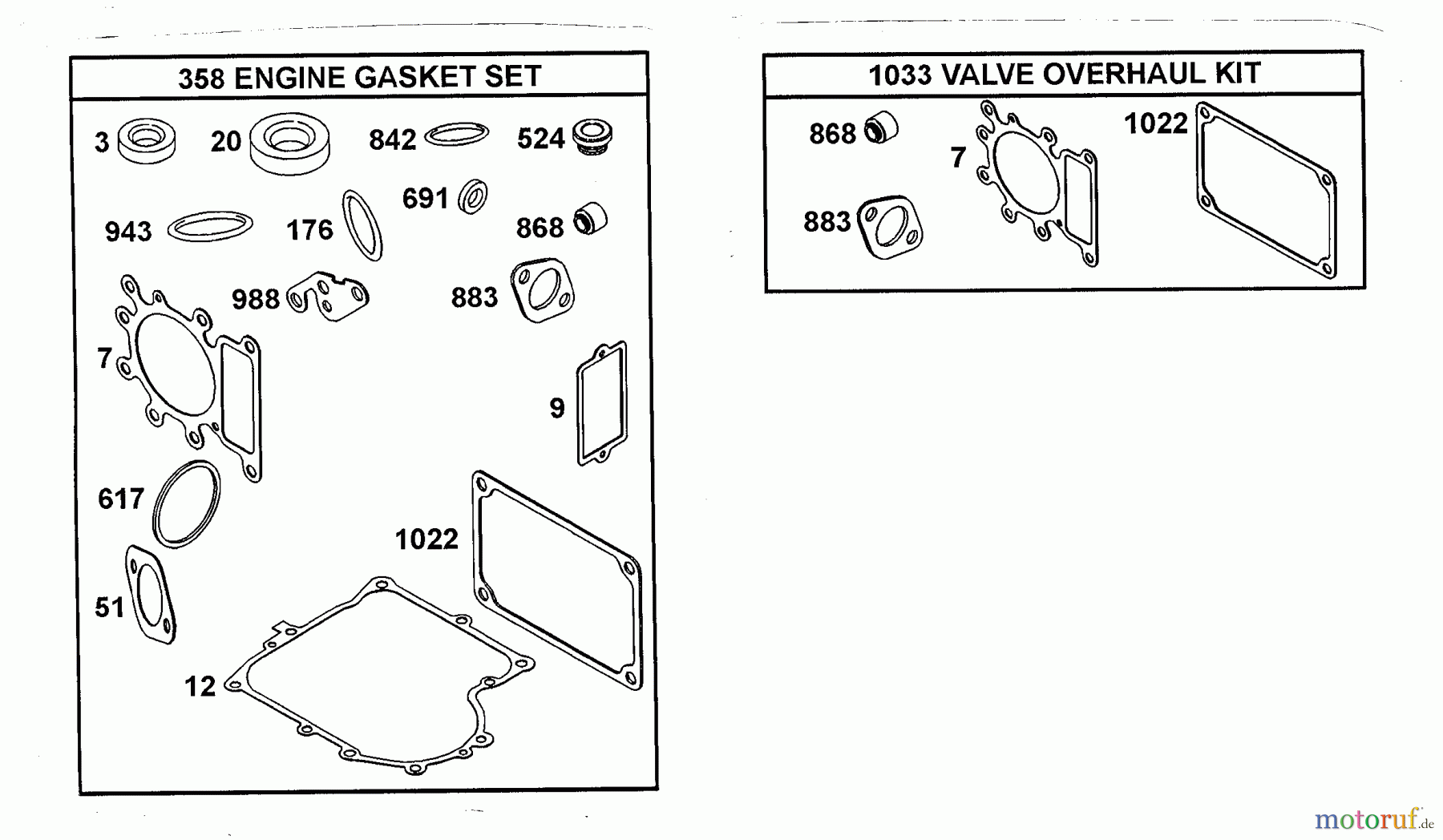  Wolf-Garten Petrol engines Briggs&Stratton Diamond I/C OHV 1001000  (2001) Gasket kit