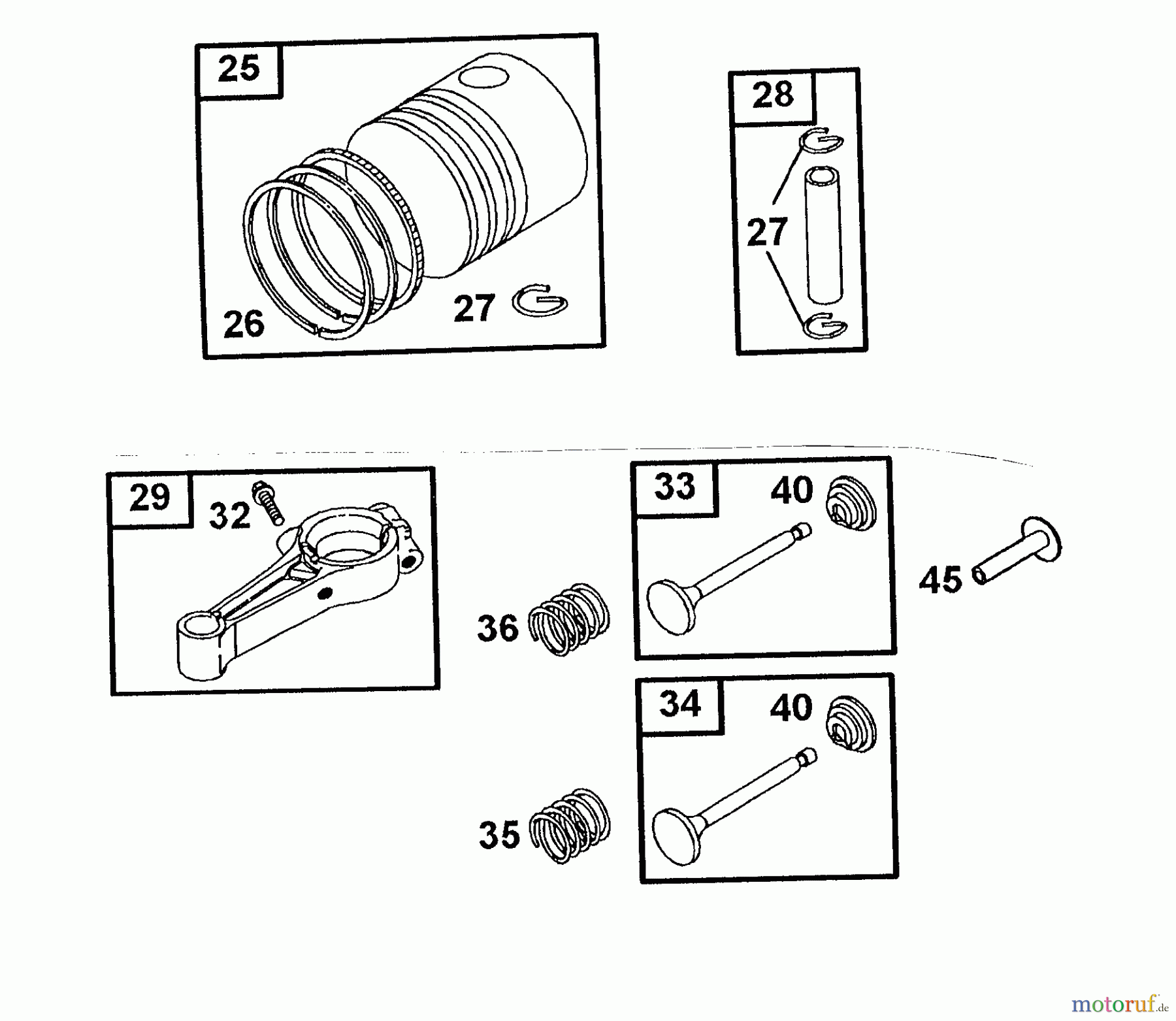  Wolf-Garten Petrol engines Briggs&Stratton Quattro 40 KAT 2056050  (2001) Piston, Connecting rod, Valves