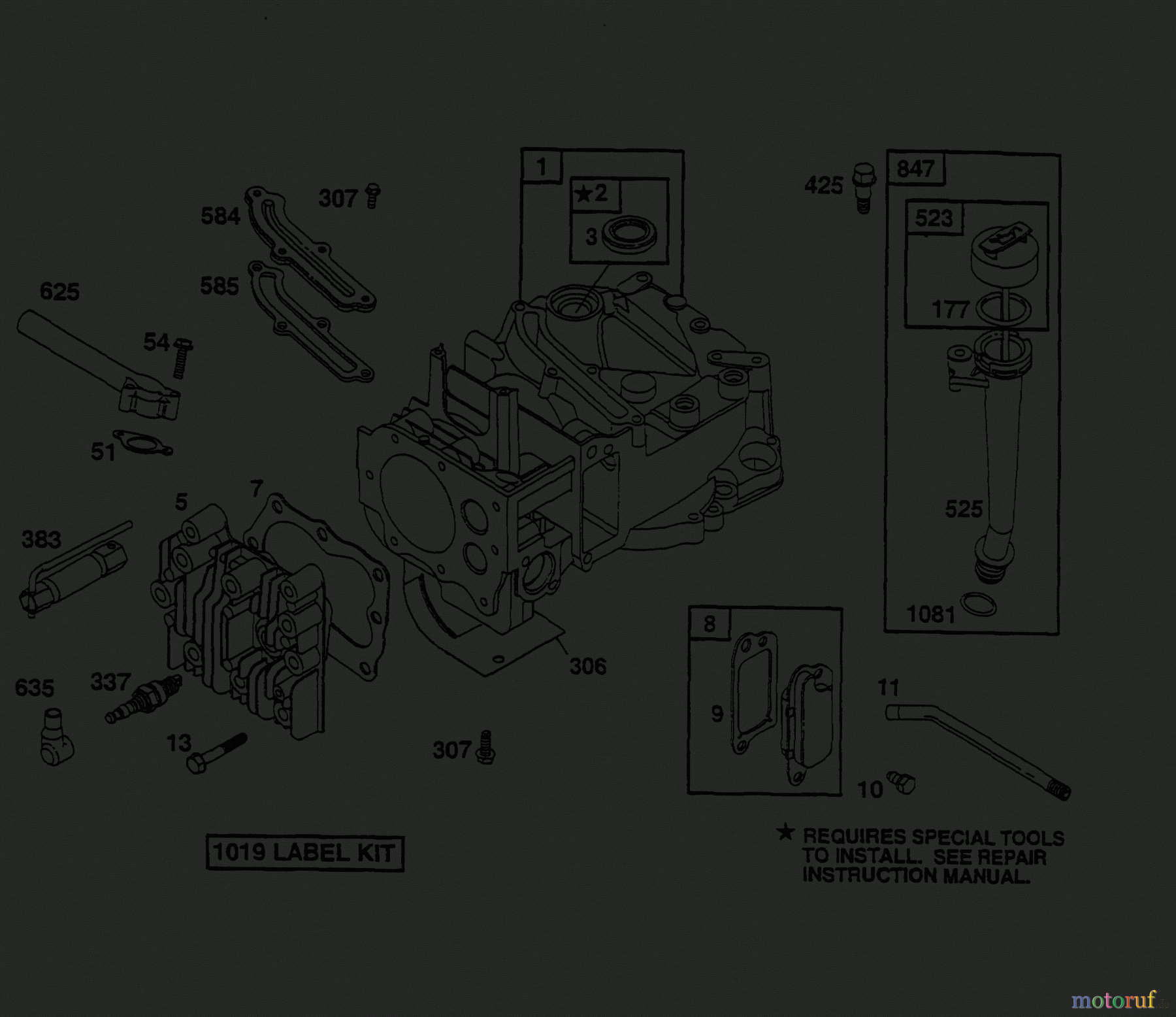  Wolf-Garten Petrol engines Briggs&Stratton Quantum XM 45 2066075  (2002) Crankcase, Cylinder head