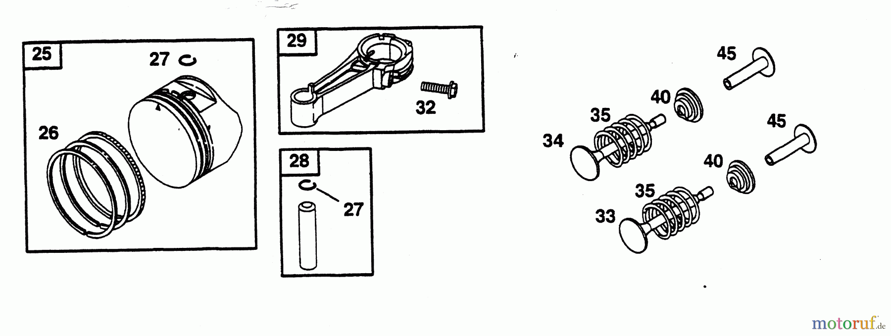  Wolf-Garten Petrol engines Briggs&Stratton Quantum XTE 50 ES 2069080  (1999) Piston, Connecting rod, Valves