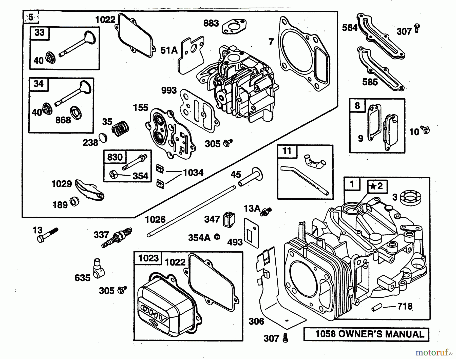  Wolf-Garten Petrol engines Briggs&Stratton Intek 60 2057000  (1998) Crankcase, Cylinder head