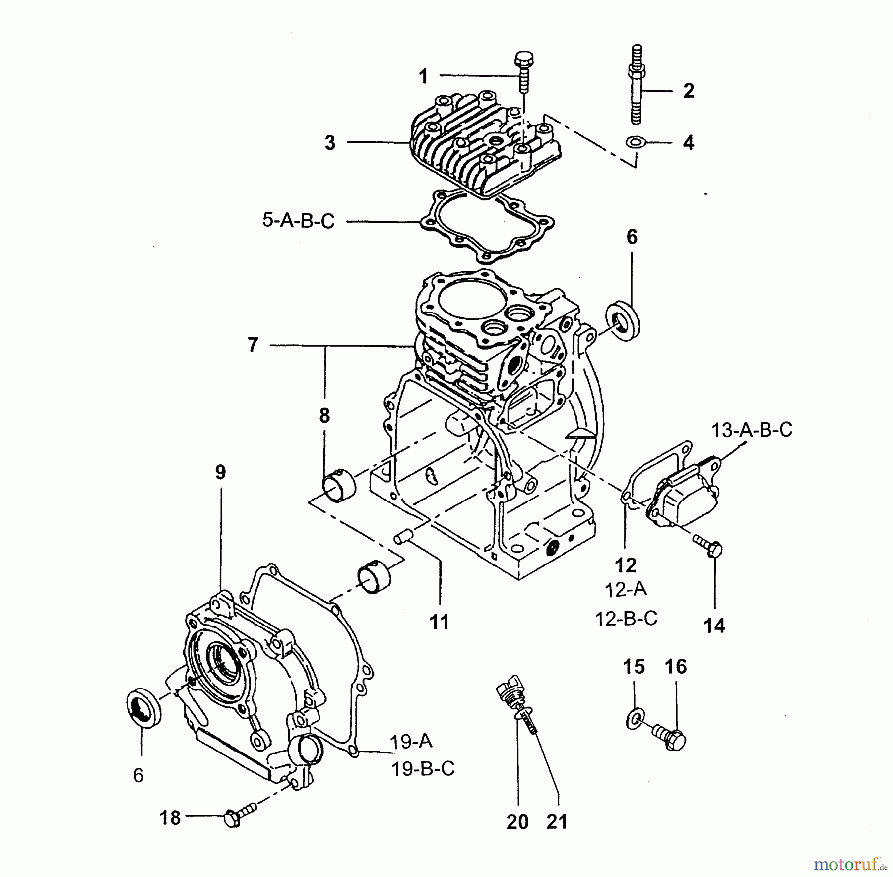  Wolf-Garten Petrol engines Kawasaki FA 76 2055000  (2003) Crankcase, Cylinder head