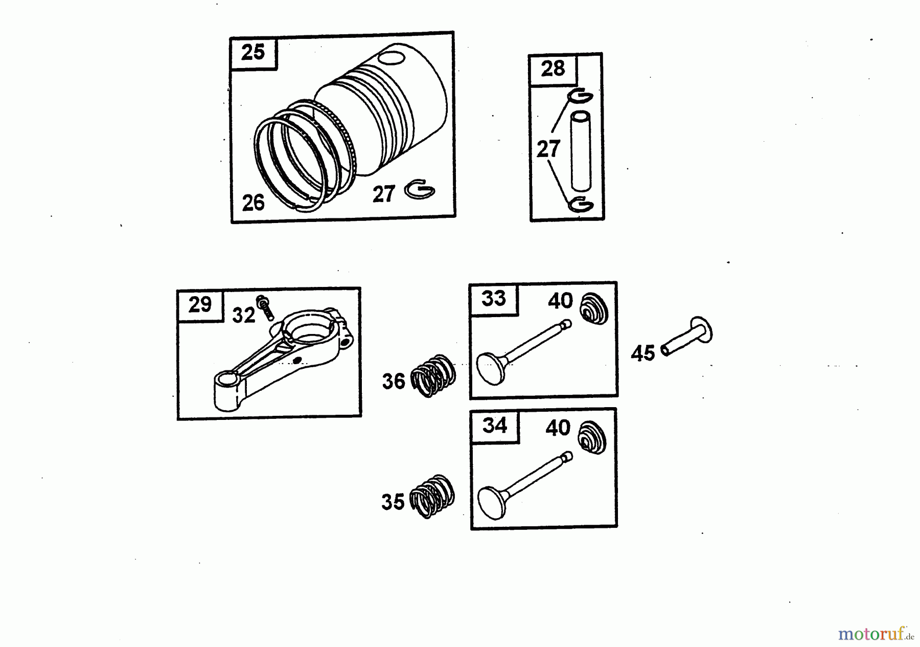  Wolf-Garten Petrol engines Briggs&Stratton Classic 35 2077000  (2004) Piston, Connecting rod, Valves