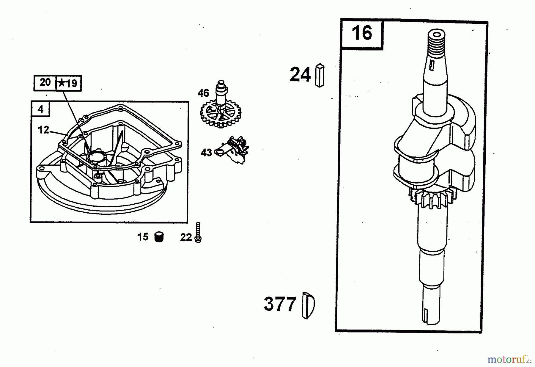  Wolf-Garten Petrol engines Briggs&Stratton Classic 35 2077000  (2003) Crankshaft, Camshaft, Crankcase cover