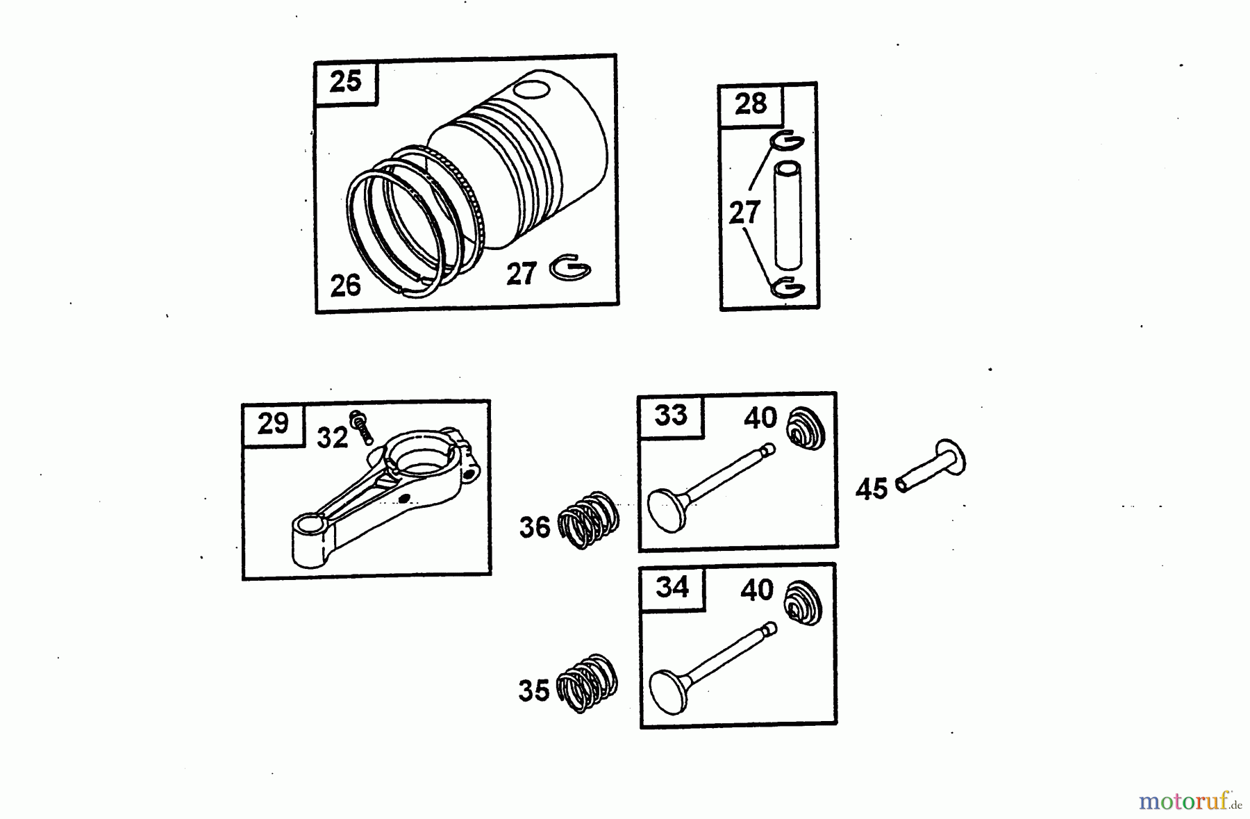  Wolf-Garten Petrol engines Briggs&Stratton Sprint 375 2078000  (2004) Piston, Connecting rod, Valves