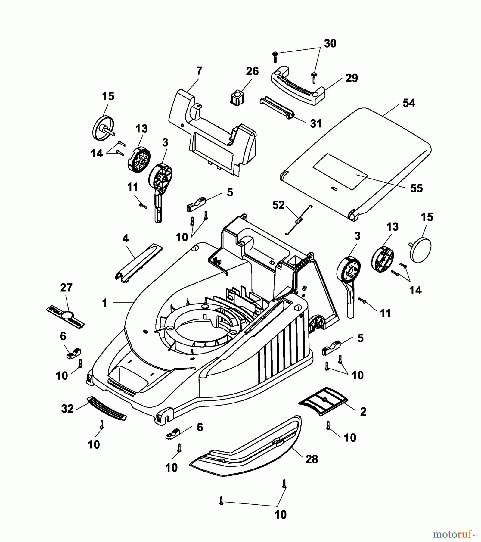  Wolf-Garten Battery mower self propelled Premio 40 ACA 4045000 Series D  (2010) Deck housing