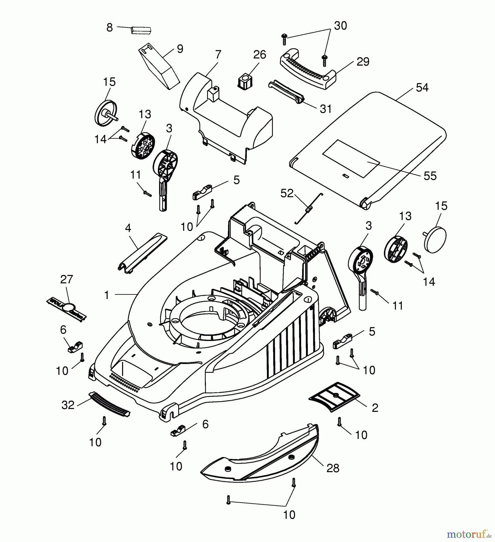  Wolf-Garten Petrol mower self propelled Premio 46 BAi 4617000 Series C  (2004) Deck housing