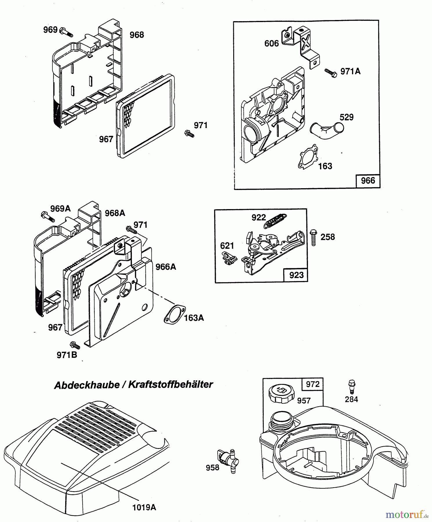  Wolf-Garten Petrol engines Briggs&Stratton Quantum XE,XTE,XTL 35/40/45/50-I/C-ES 2069050  (1996) Air cleaner, Fuel tank