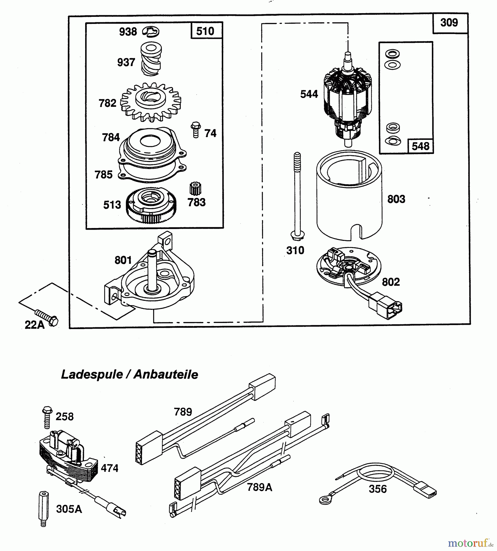  Wolf-Garten Petrol engines Briggs&Stratton Quantum XE,XTE,XTL 35/40/45/50-I/C-ES 2069050  (1996) Electric starter, Ignition coil