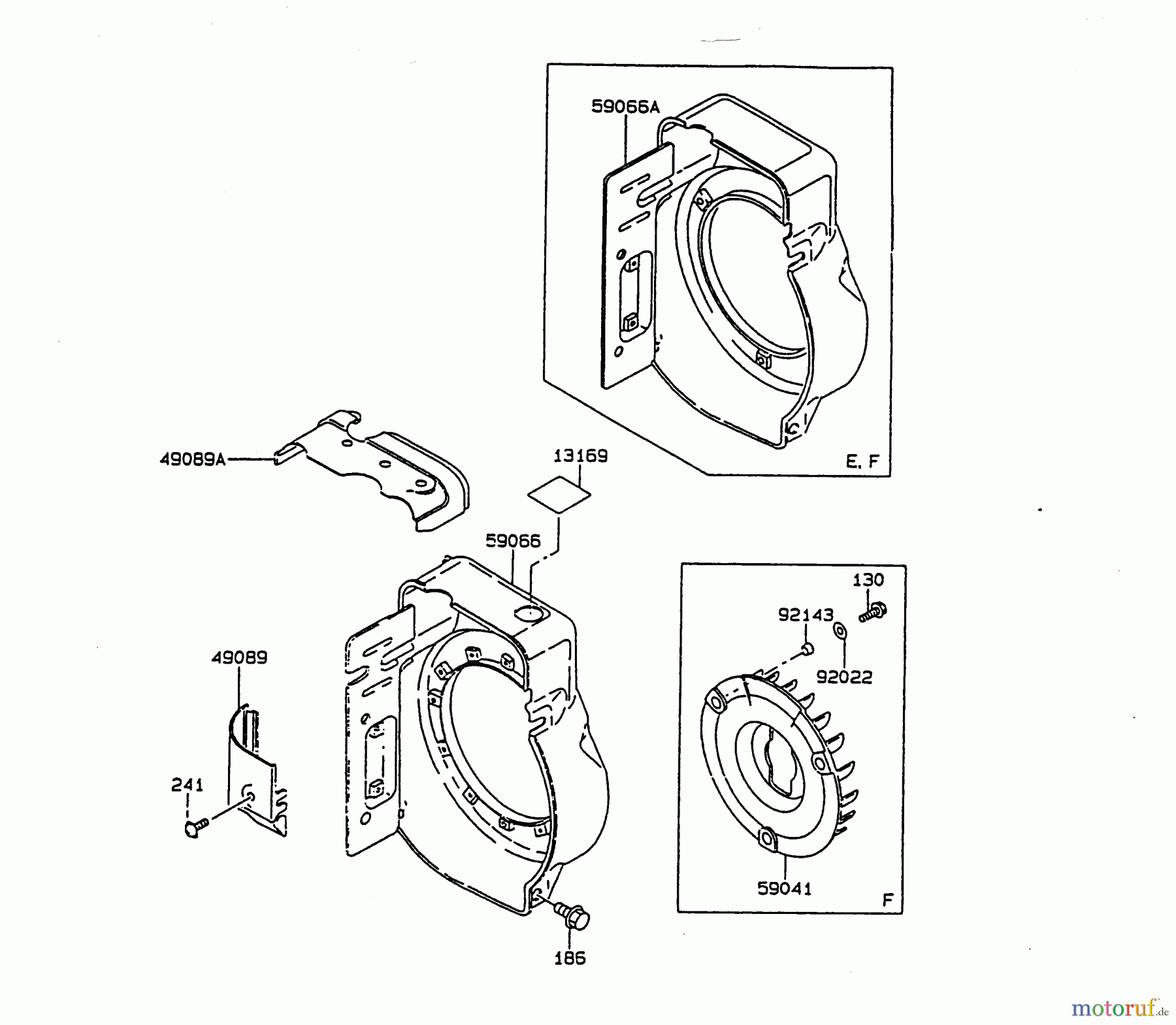  Wolf-Garten Petrol engines Kawasaki FA 76 2055000 Series E  (1996) Fan housing, Fan