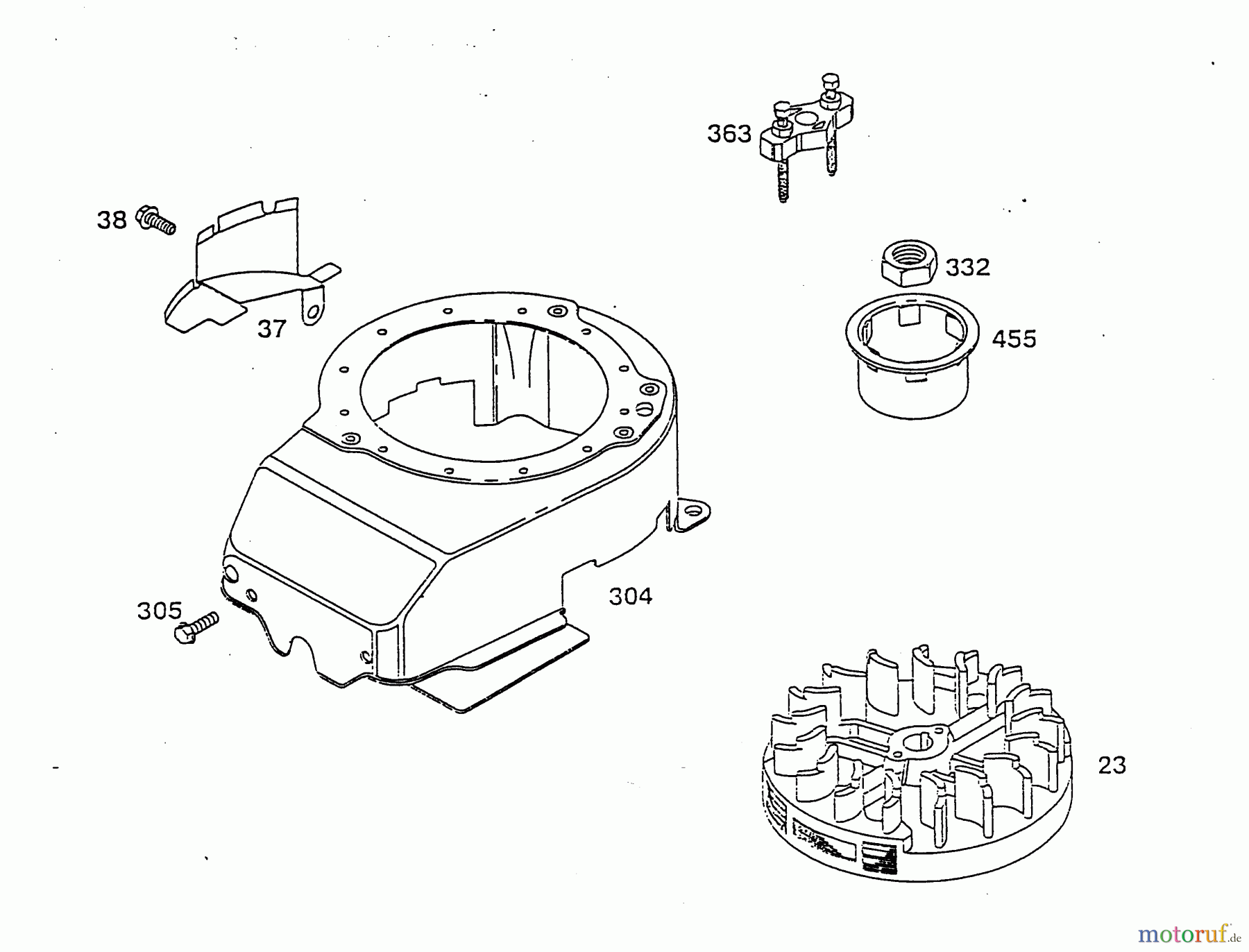  Wolf-Garten Petrol engines Briggs&Stratton Quantum XE,XTE 35/40-50/55 XEXTE_35-55  (1996) Blower housing, Flywheel