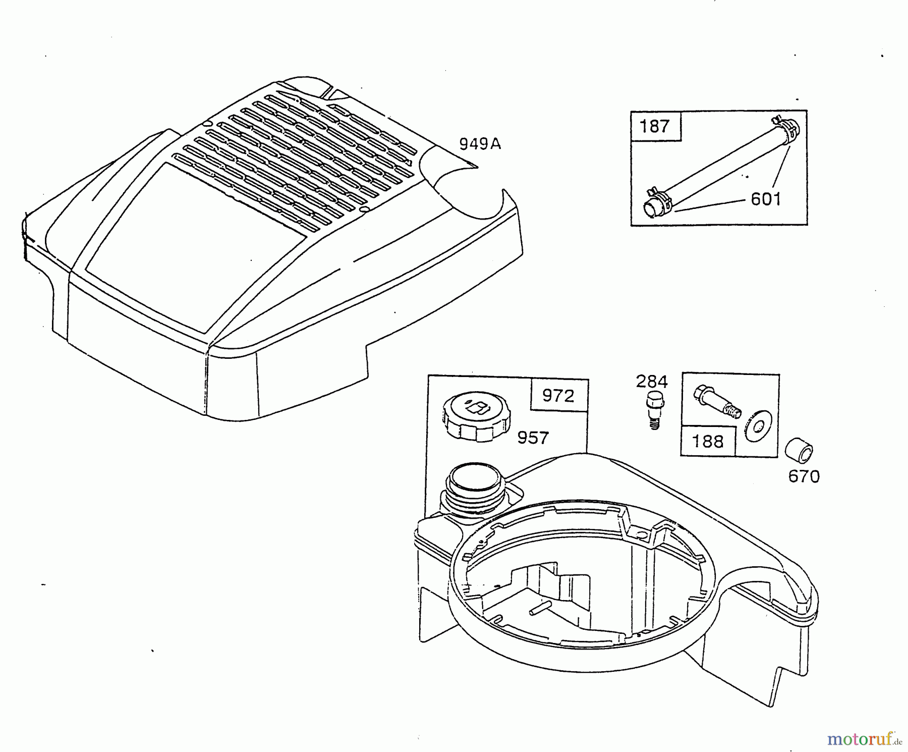  Wolf-Garten Petrol engines Briggs&Stratton Quantum XE 55 I/C 2074050  (2000) Engine hood XTE 35/40, Fuel tank