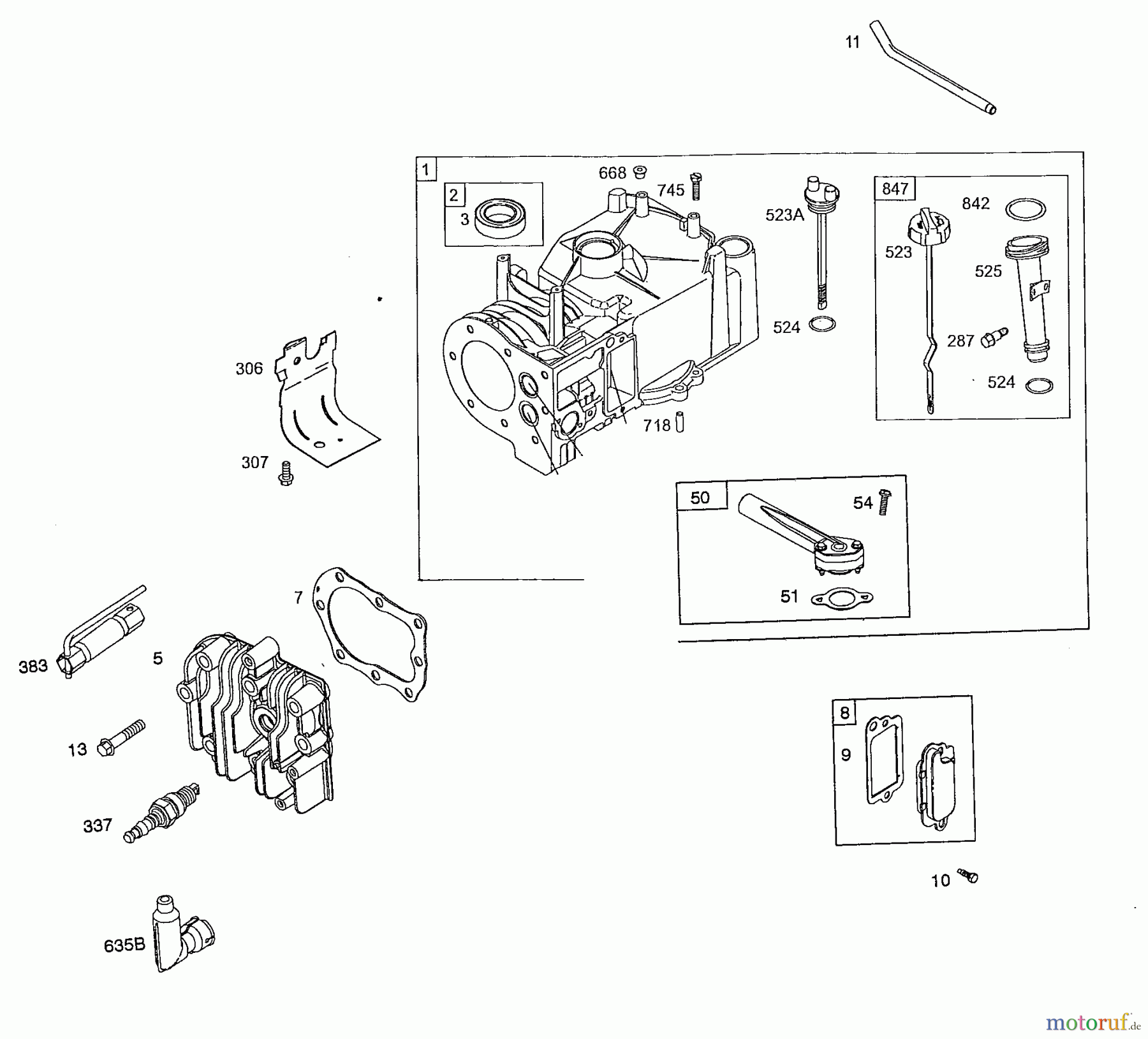  Wolf-Garten Petrol engines Briggs&Stratton Sprint 40500 2056035  (2008) Crankcase, Cylinder head