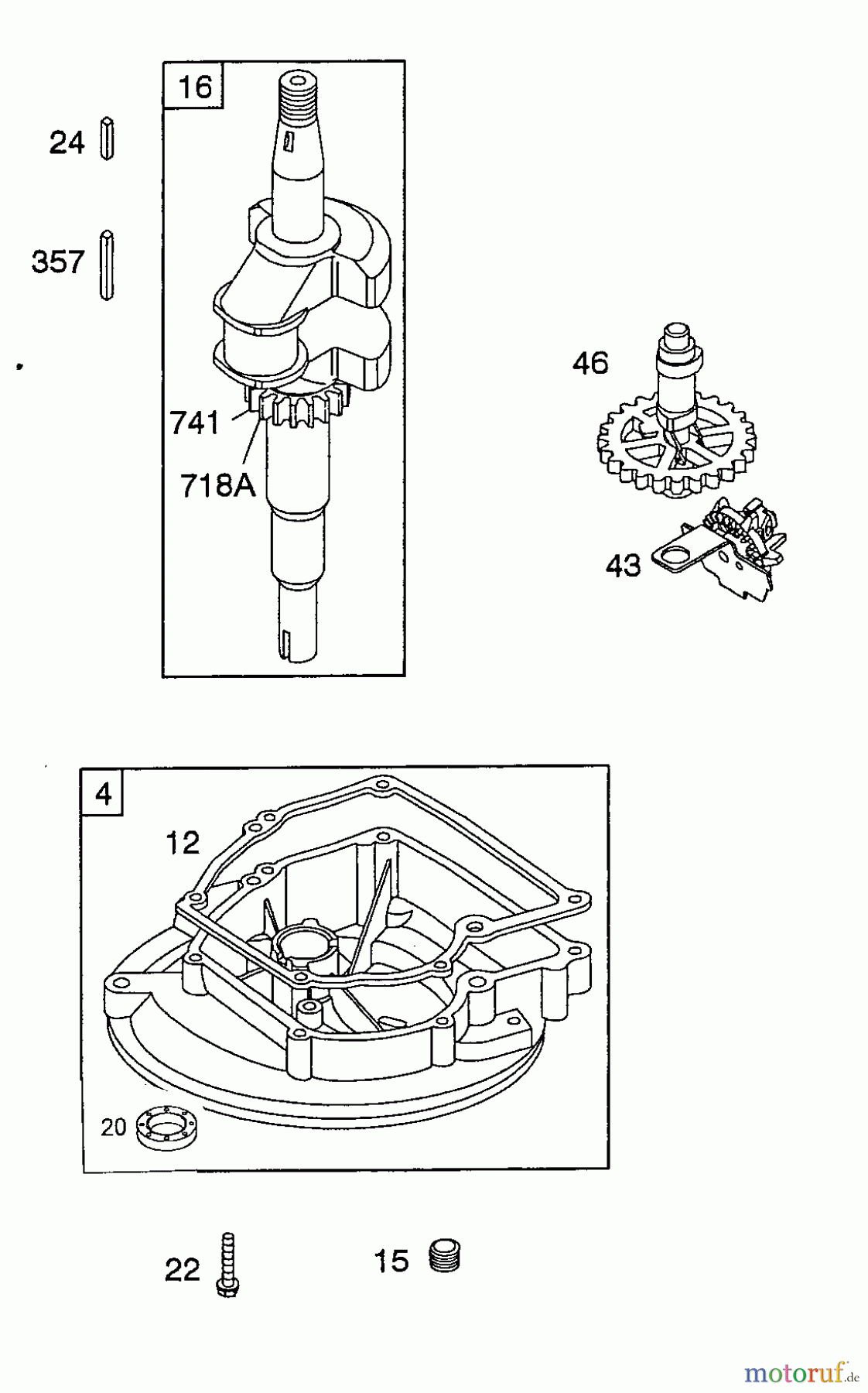  Wolf-Garten Petrol engines Briggs&Stratton Sprint 40500 2056035  (2008) Crankshaft, Camshaft, Crankcase cover