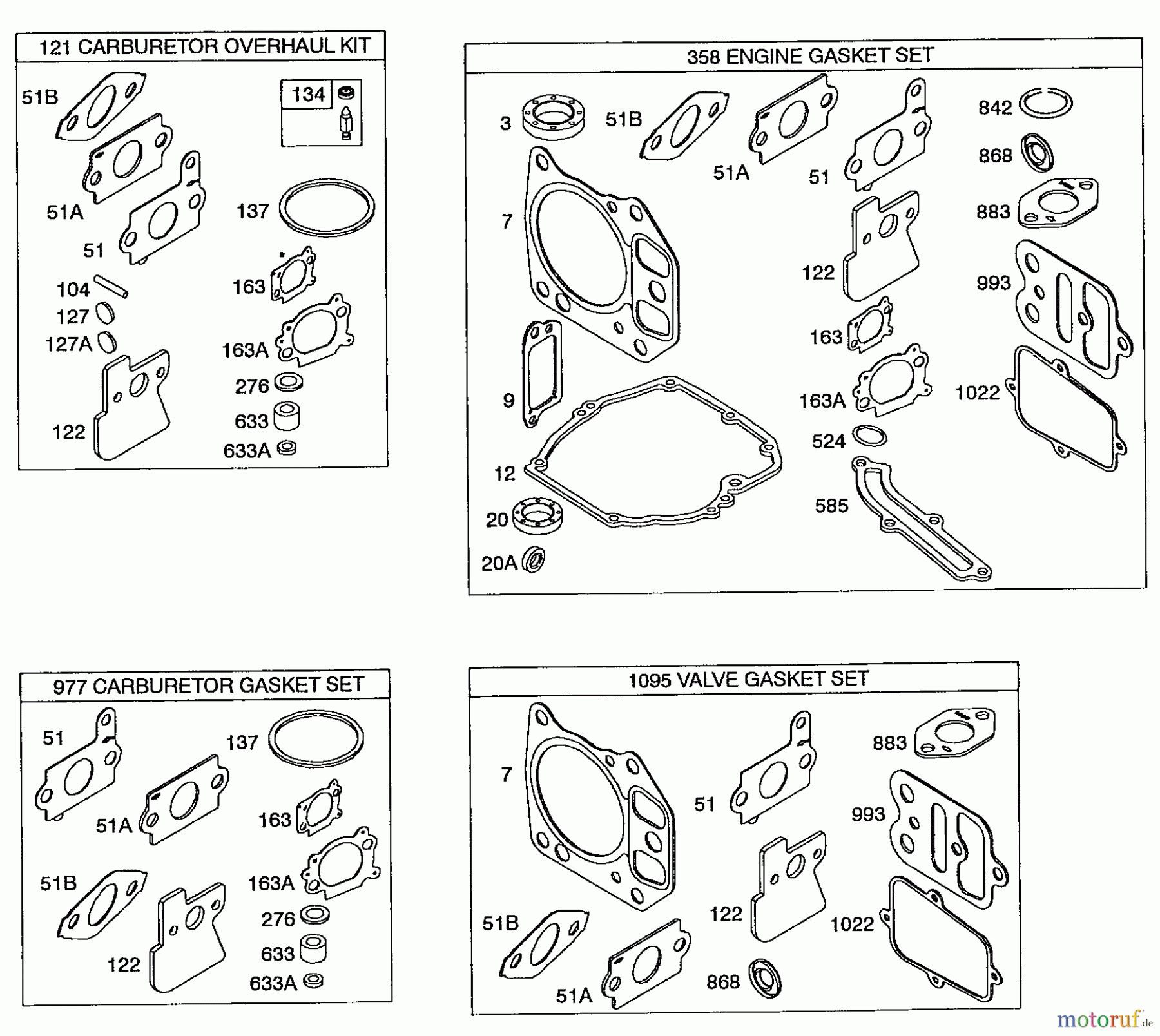  Wolf-Garten Petrol engines Briggs&Stratton Intek Edge OHV 825 2057000  (1998) Seal Set