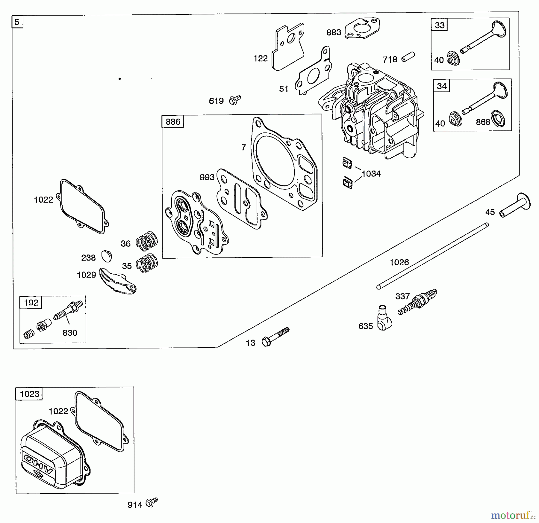  Wolf-Garten Petrol engines Briggs&Stratton Intek 825 2057007  (2008) Valve, Cylinder head