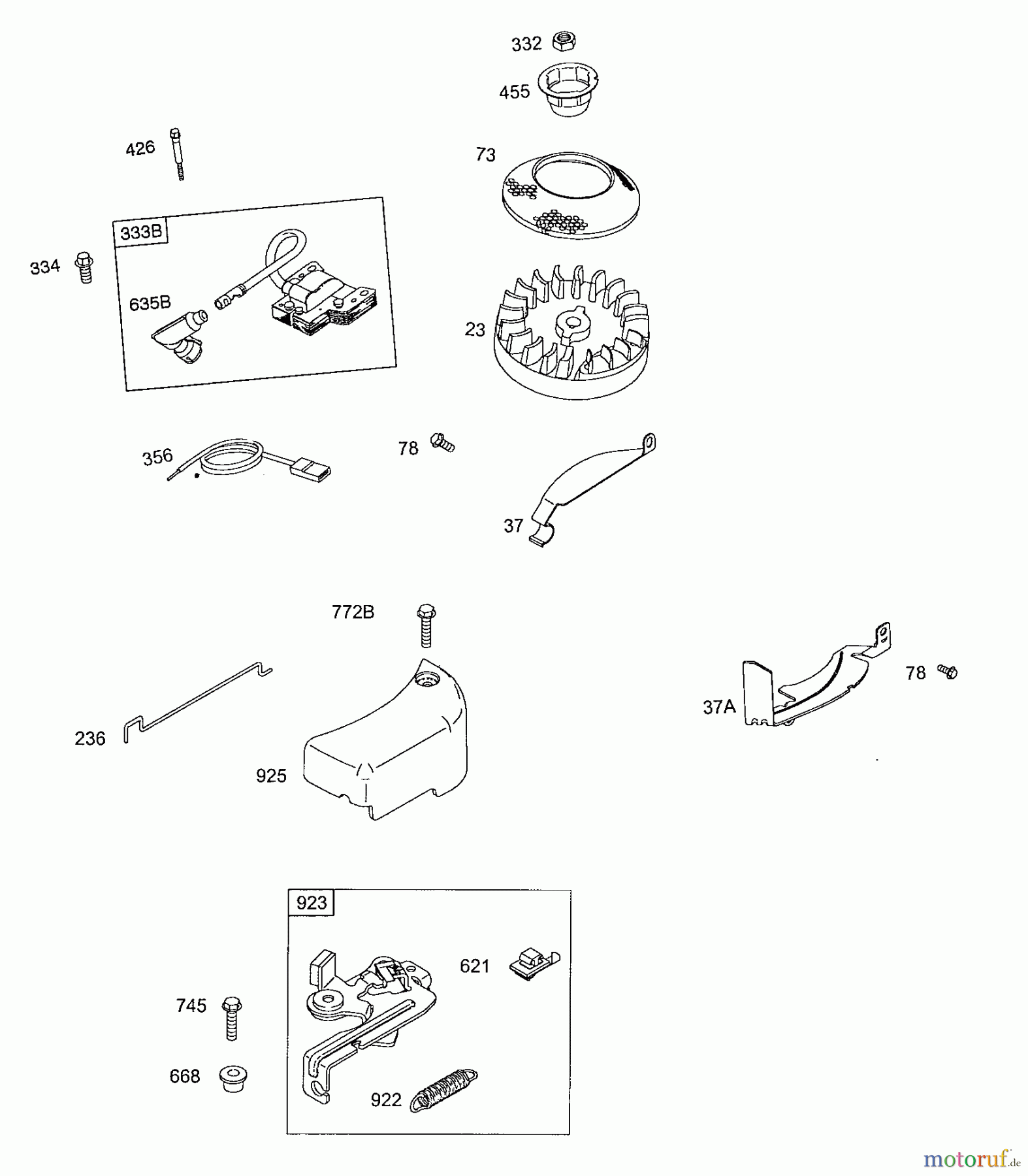  Wolf-Garten Petrol engines Briggs&Stratton 3,5 Classic 450 2077005  (2008) Brake, Flywheel,  Ignition coil