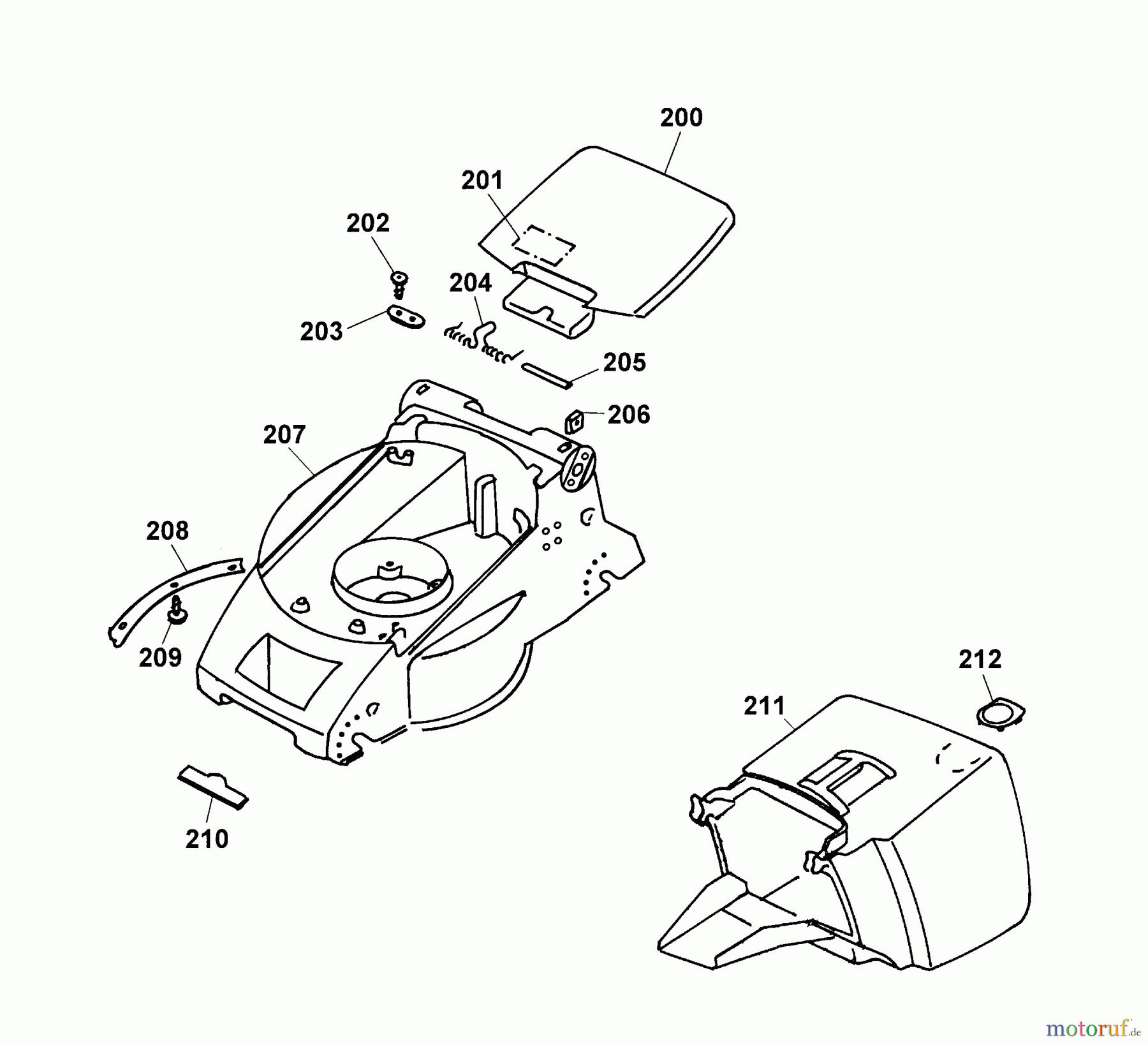  Wolf-Garten Electric mower 2.32 E 4912684 Series A  (2003) Grass box, Rear flap, Deck housing