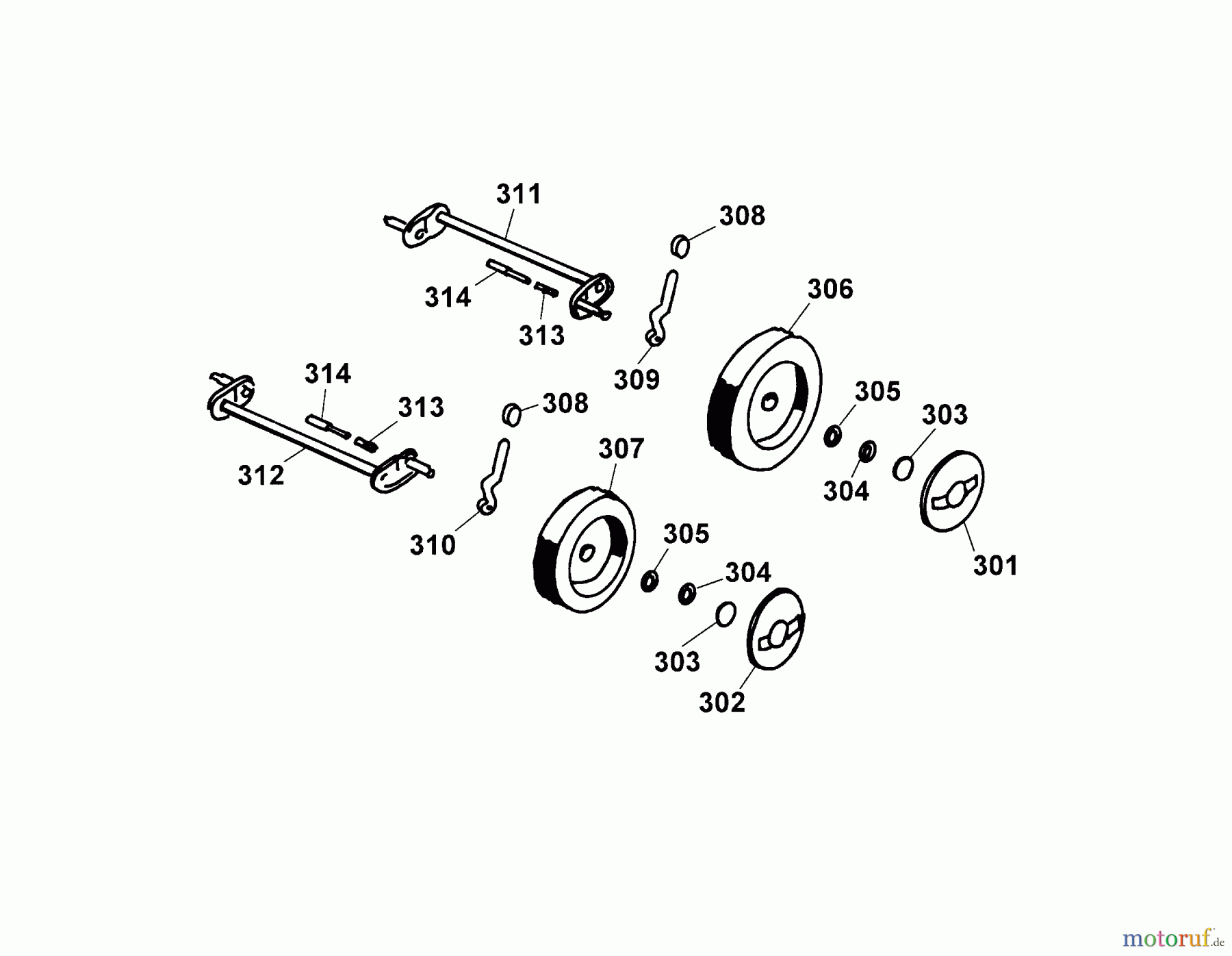  Wolf-Garten Electric mower 2.32 E 4912684 Series A  (2003) Wheels, Cutting hight adjustment