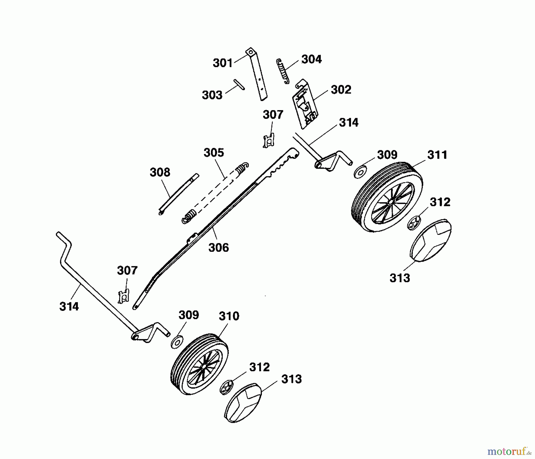  Wolf-Garten Electric mower 2.38 E 4961080 Series A  (2002) Wheels, Cutting hight adjustment