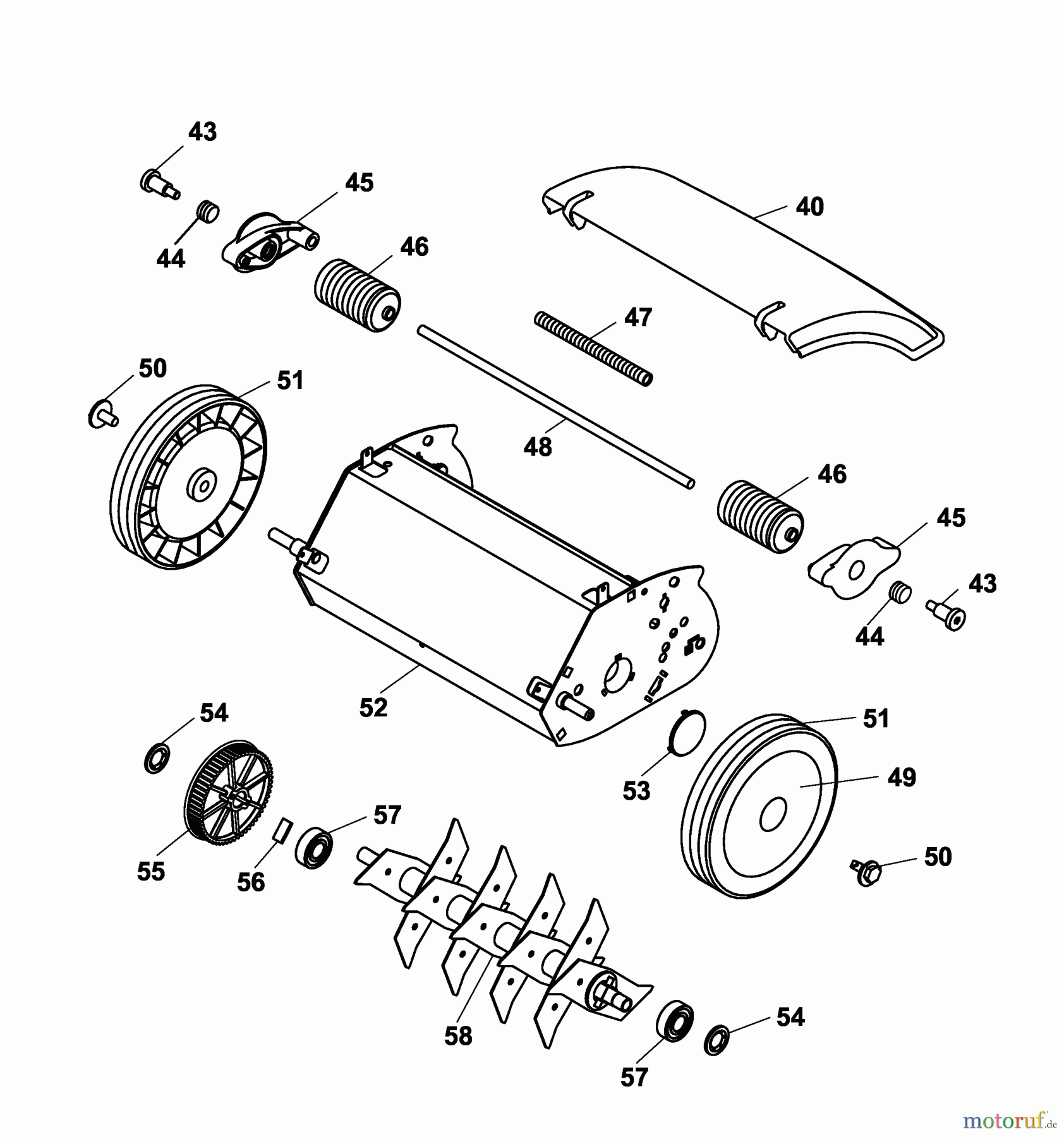  Wolf-Garten Electric verticutter UV 28 EVK 3615004 Series B  (2005) Rotor, Wheels