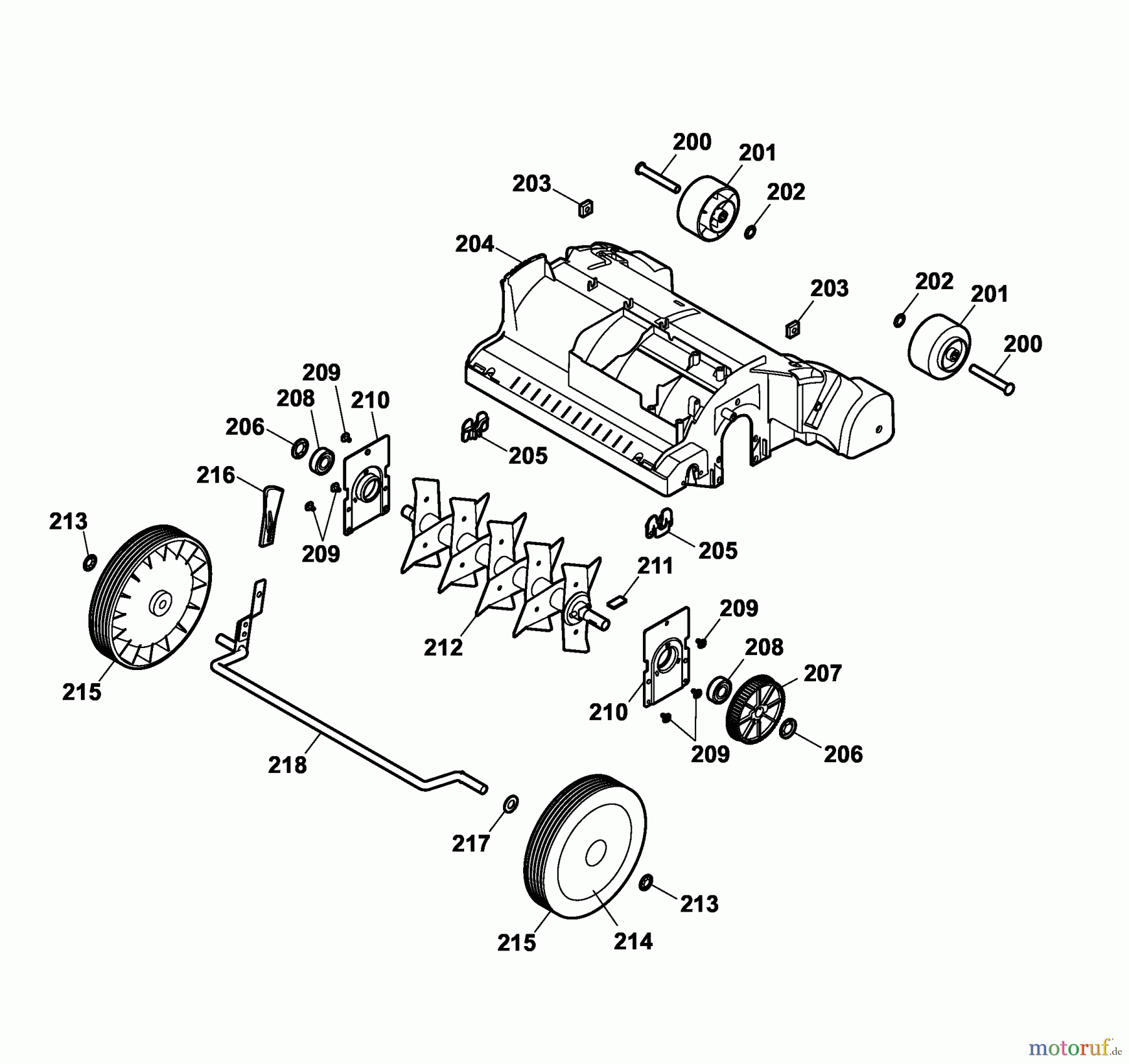  Wolf-Garten Electric verticutter UV 29 EVK 3618004 Series A  (2006) Rotor, Wheels