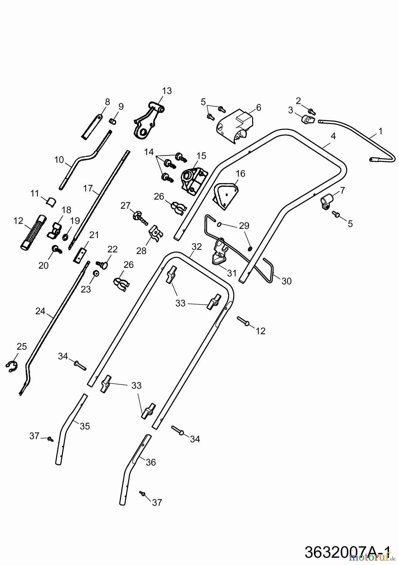  Wolf-Garten Electric verticutter UV 32 EV 3632007 Series A  (2003) Handle