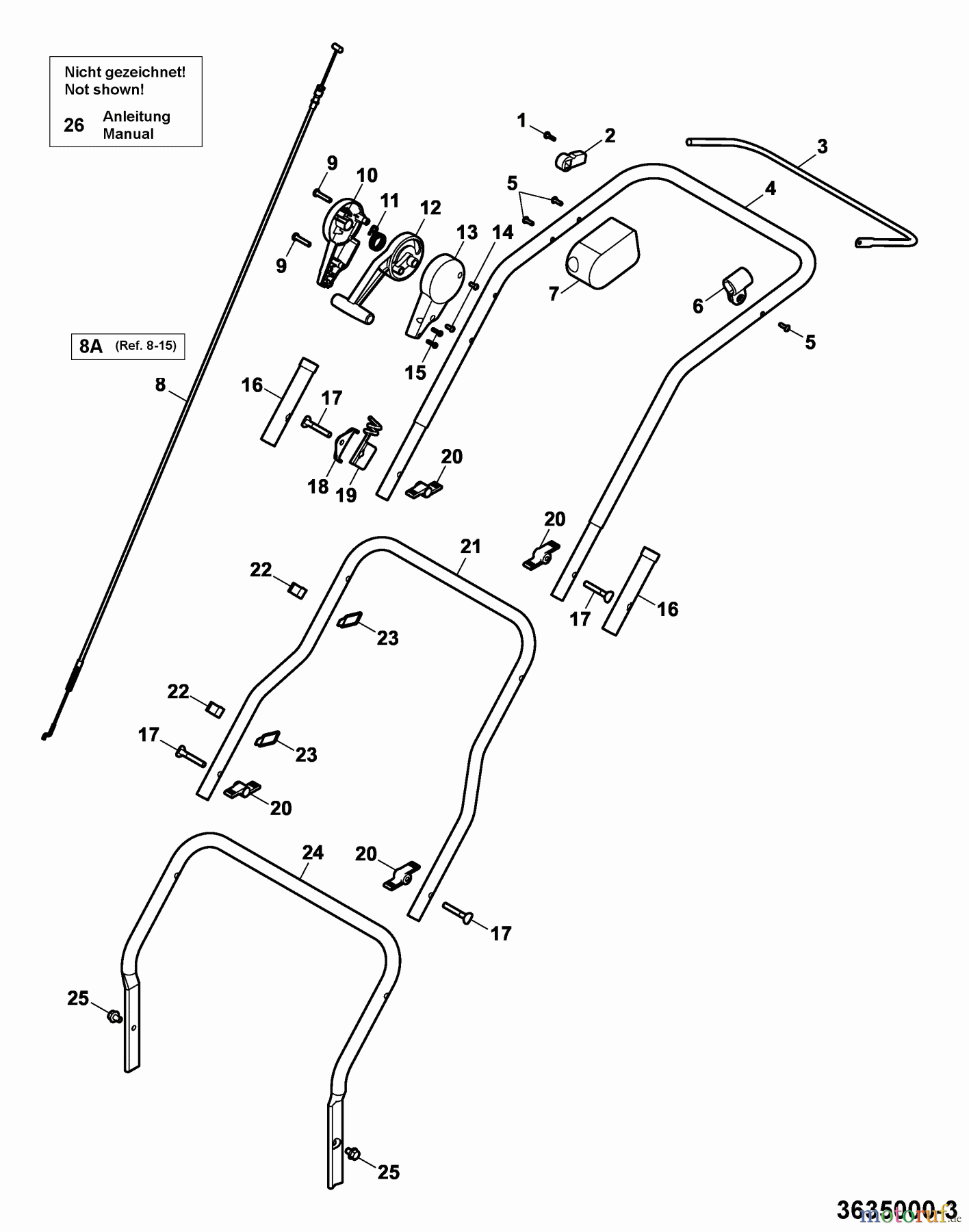  Wolf-Garten Petrol verticutter UV 35 B 3635000 Series A  (2005) Handle