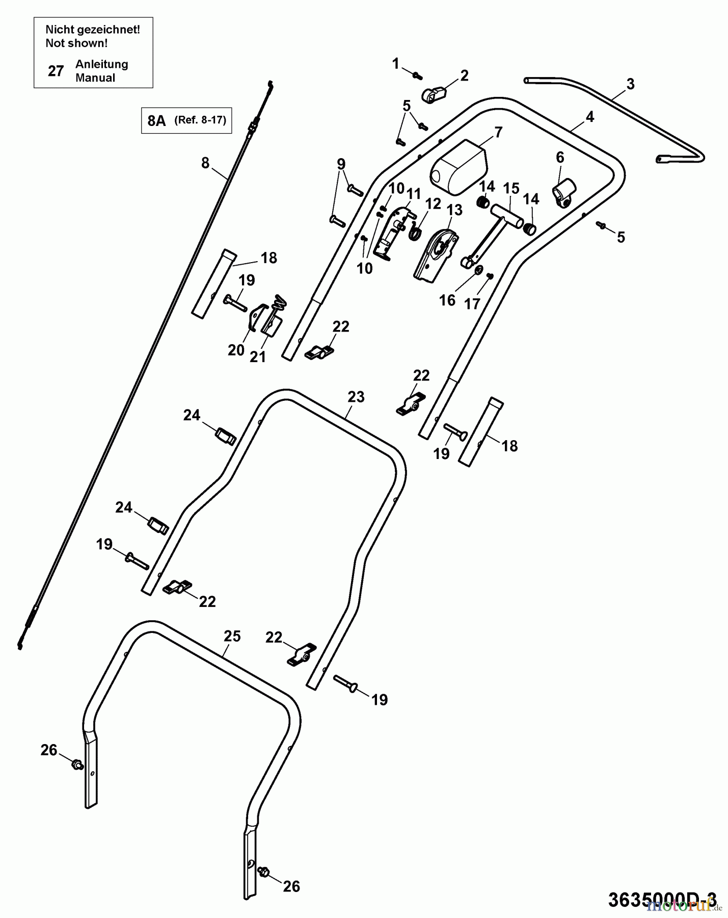  Wolf-Garten Petrol verticutter UV 35 B 3635000 Series D  (2009) Handle