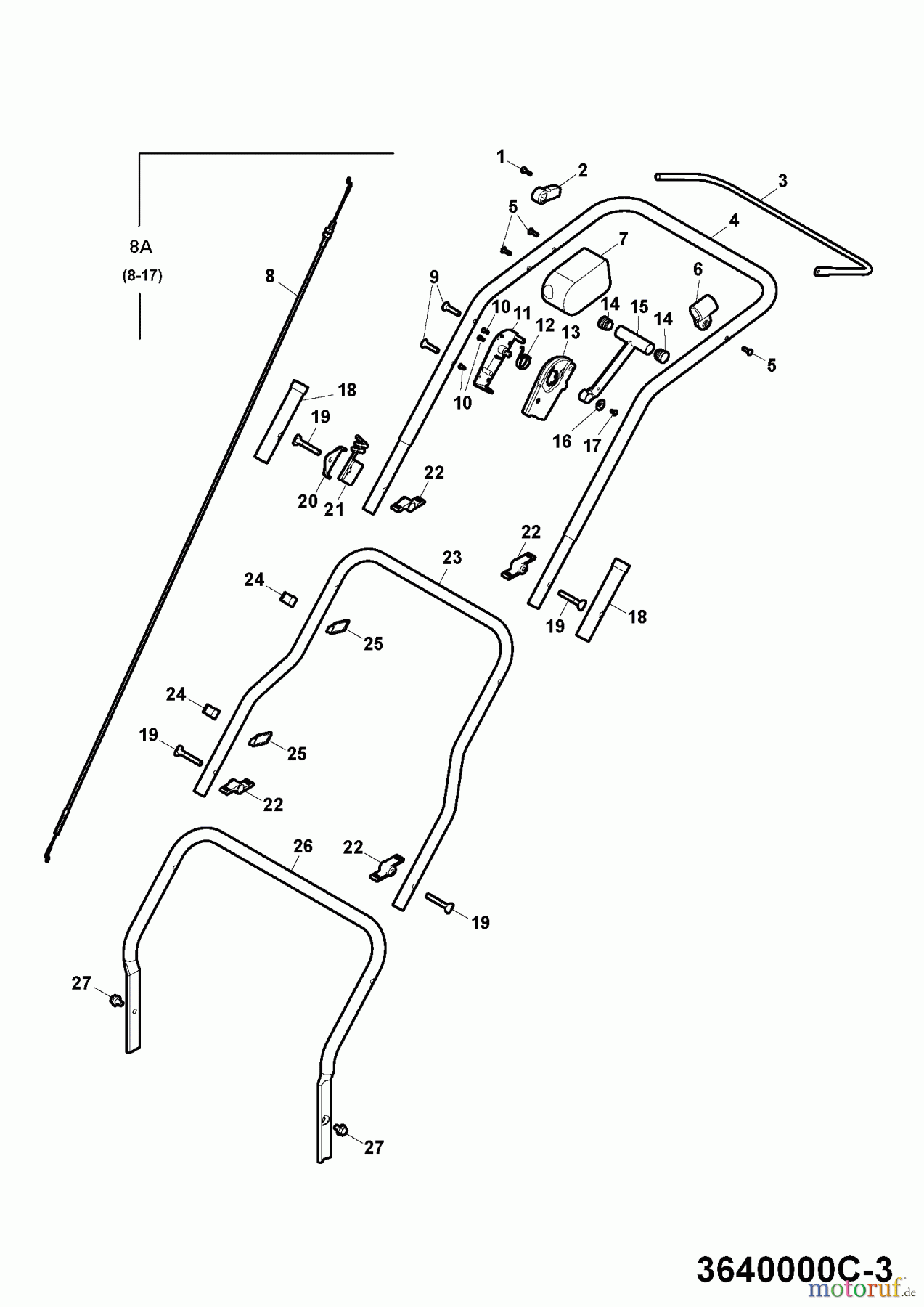  Wolf-Garten Petrol verticutter UV 40 H 3640000 Series C  (2008) Handle