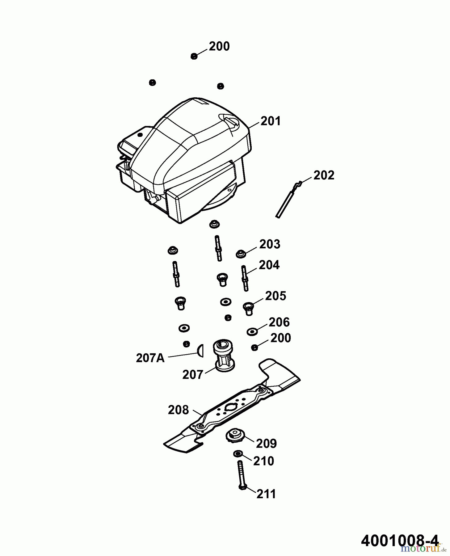  Wolf-Garten Petrol mower HBM 40 B 4001008 Series D  (2006) Blade, Blade adapter, Engine