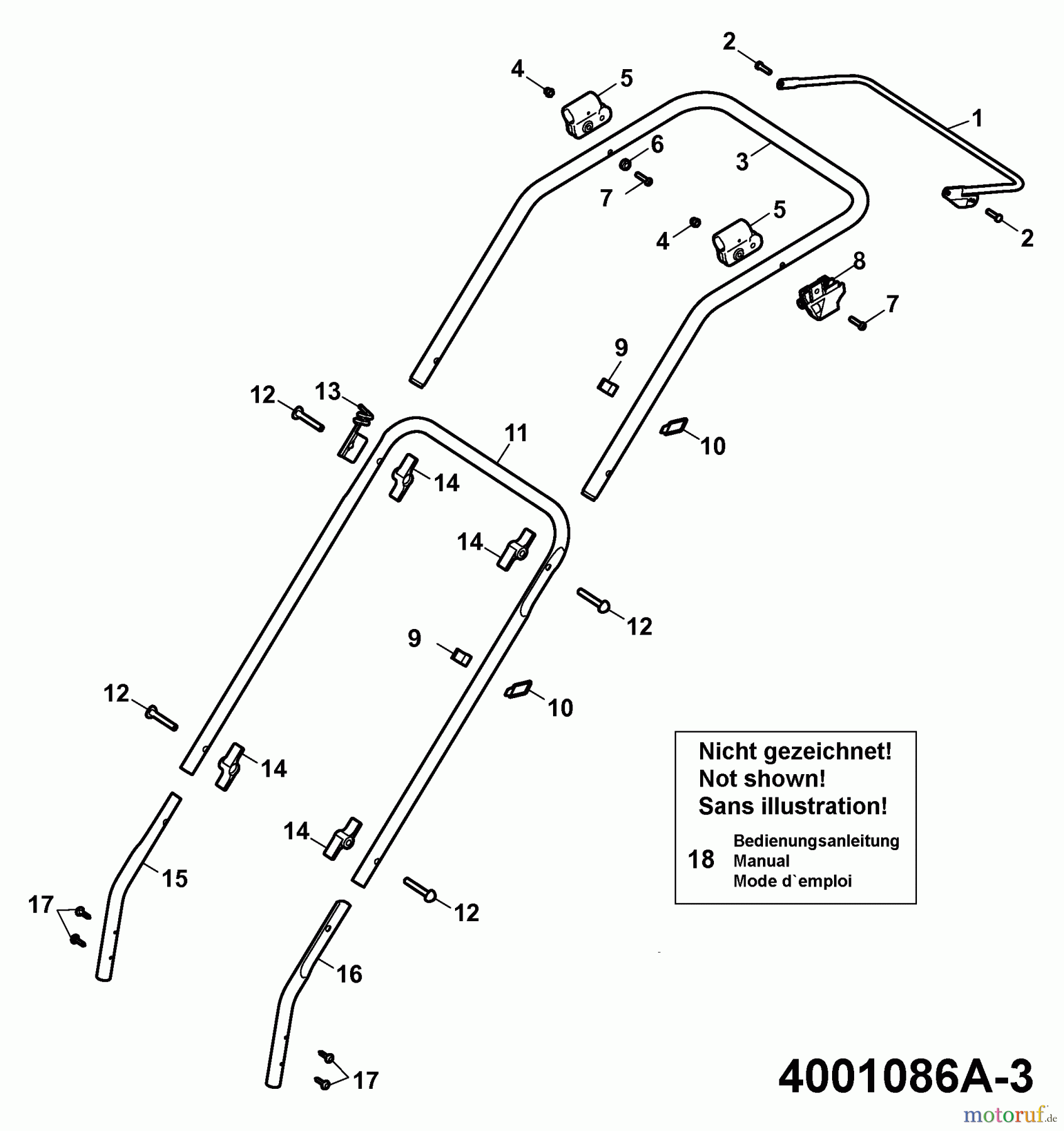  Wolf-Garten Petrol mower Esprit 40 B 4001086 Series A  (2006) Handle