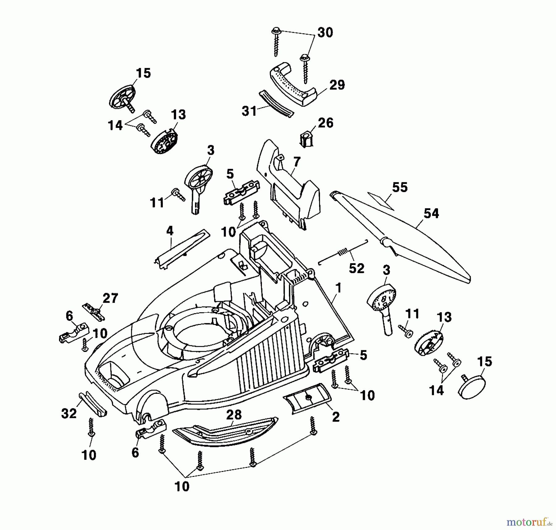  Wolf-Garten Petrol mower self propelled Premio 40 BA 4015000 Series A  (2001) Deck housing