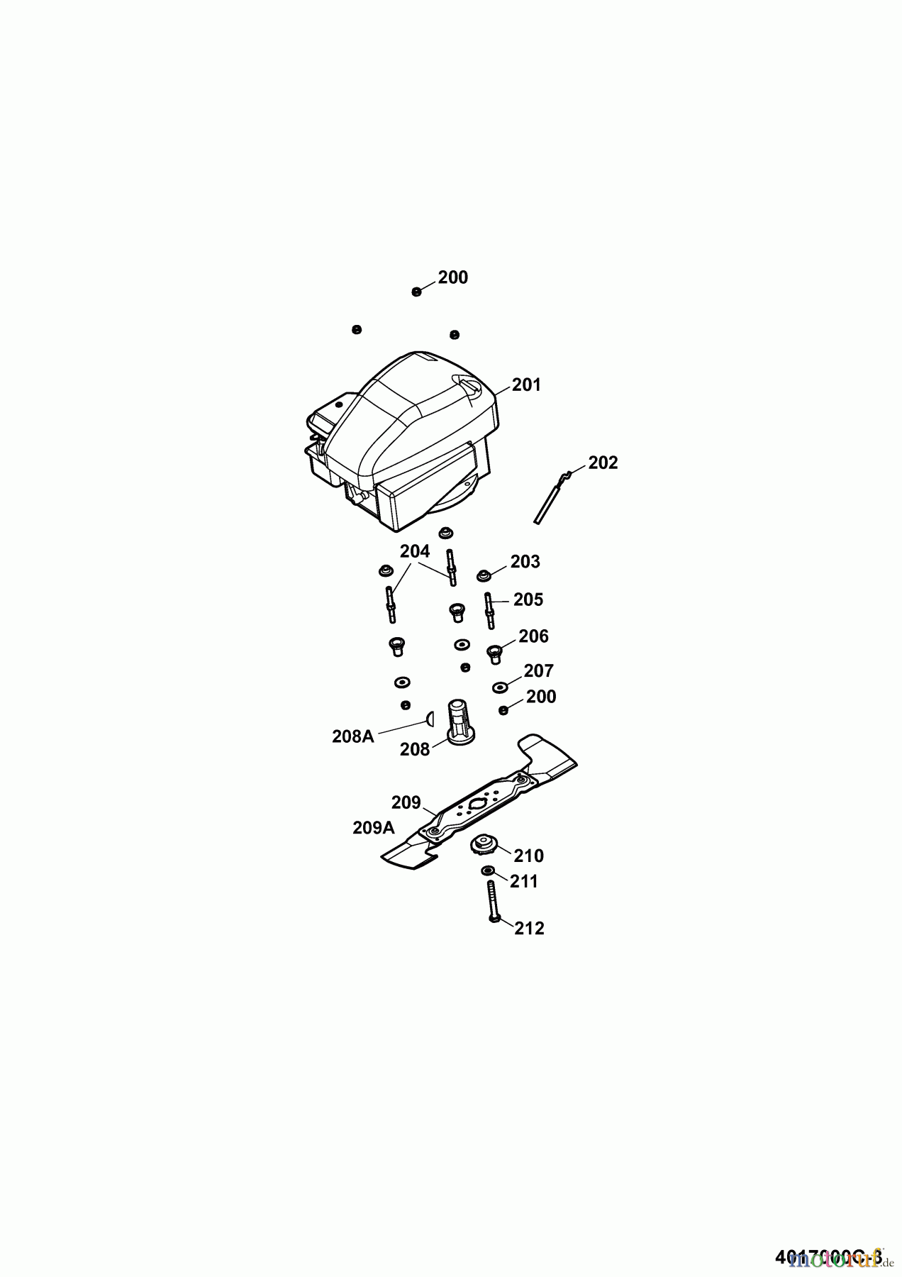  Wolf-Garten Petrol mower 6.40 B 4017000 Series C  (2009) Blade, Blade adapter, Engine