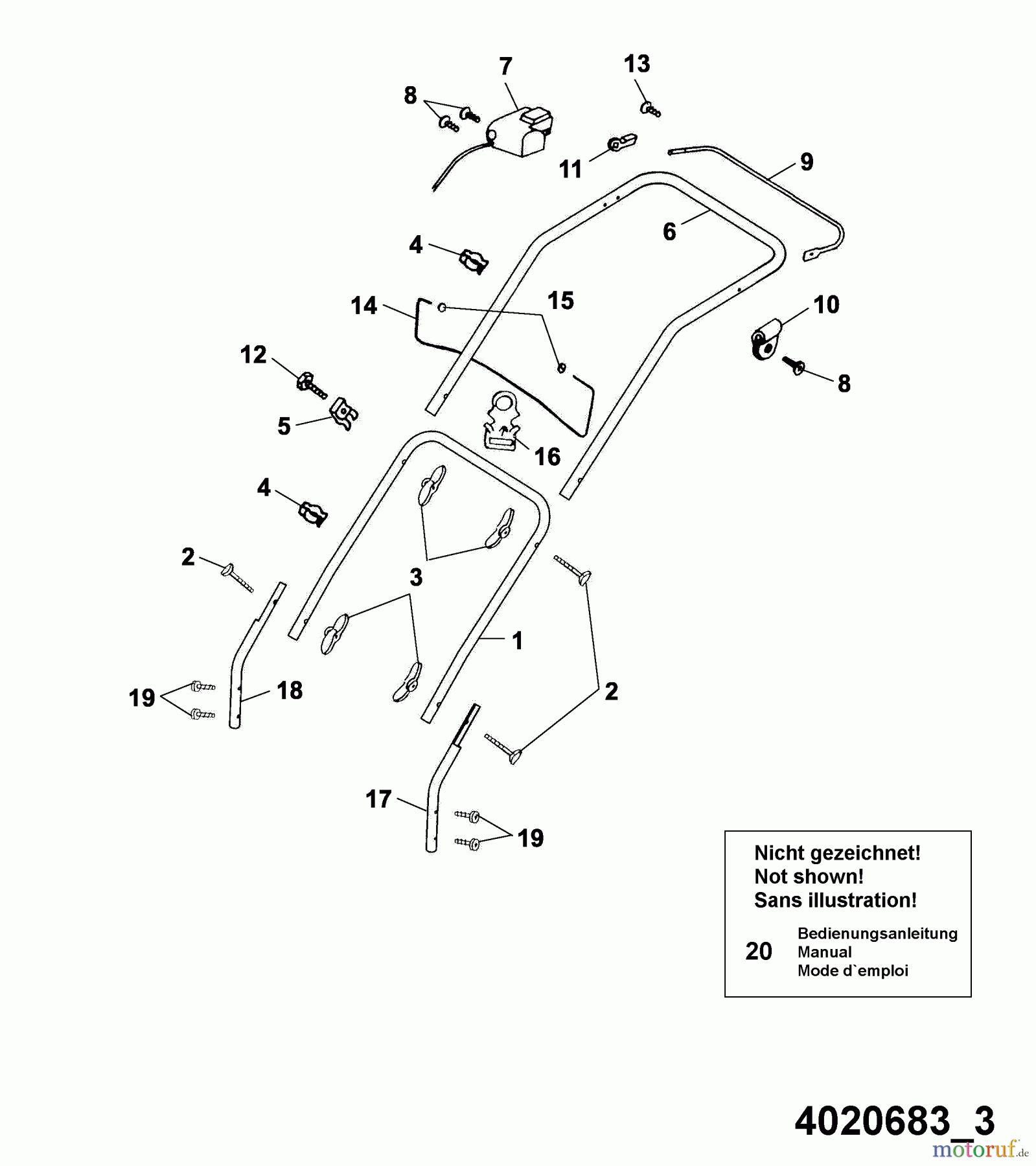  Wolf-Garten Electric mower Esprit 40 E 4020683 Series C, D  (2005) Handle