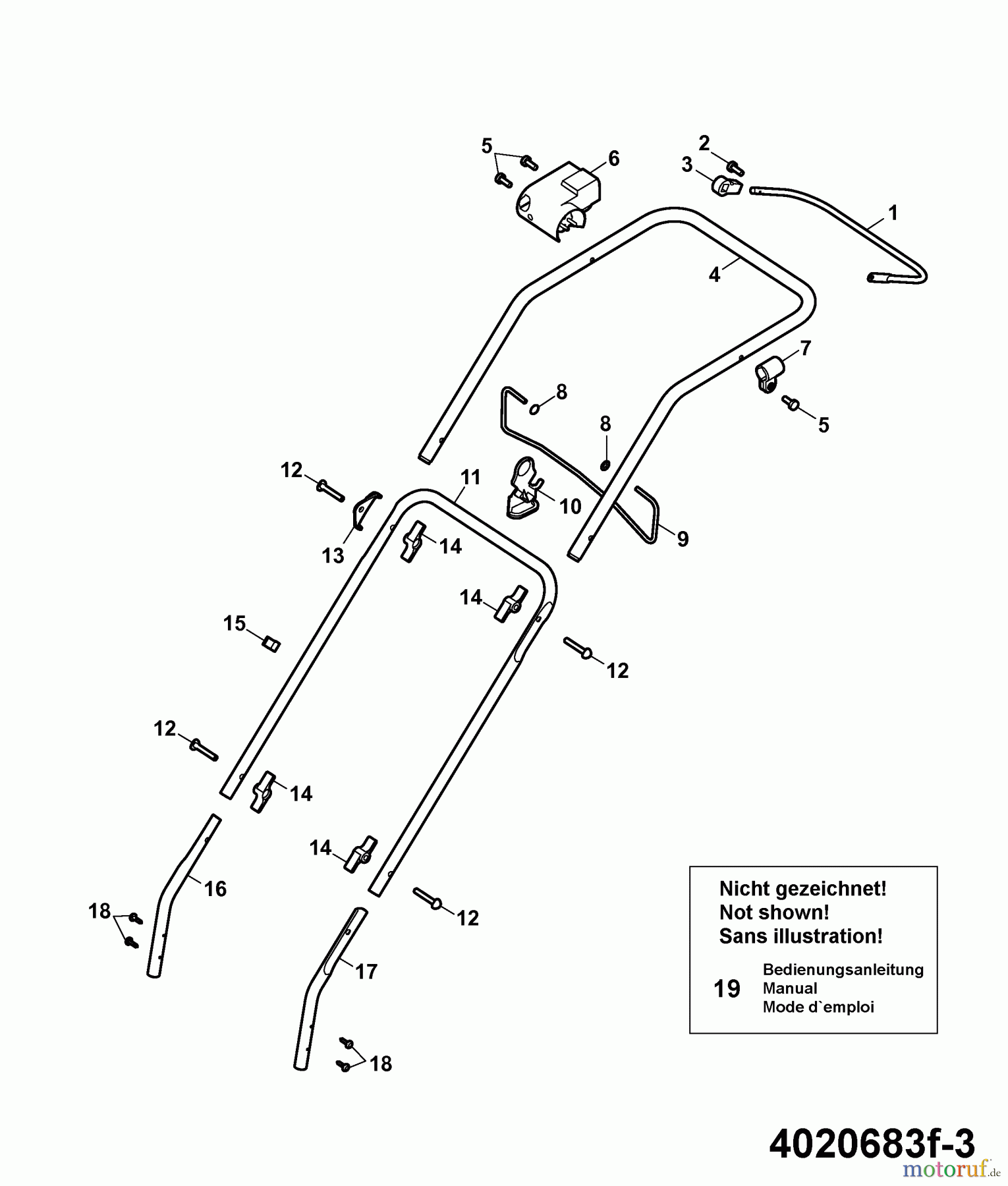  Wolf-Garten Electric mower Esprit 40 E 4020683 Series F  (2007) Handle