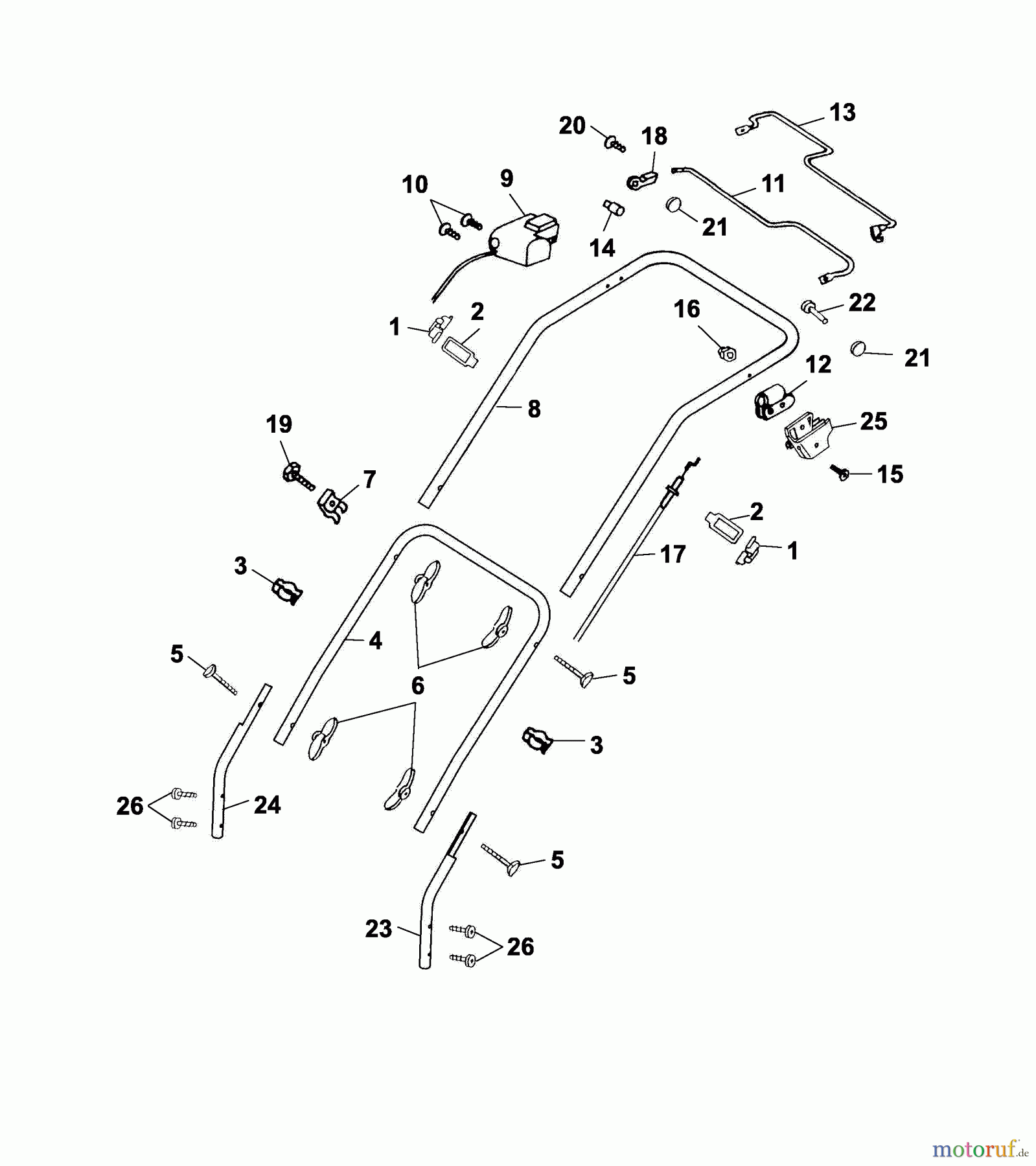  Wolf-Garten Electric mower self propelled Esprit 40 EAKF 4024003 Series A  (2005) Handle