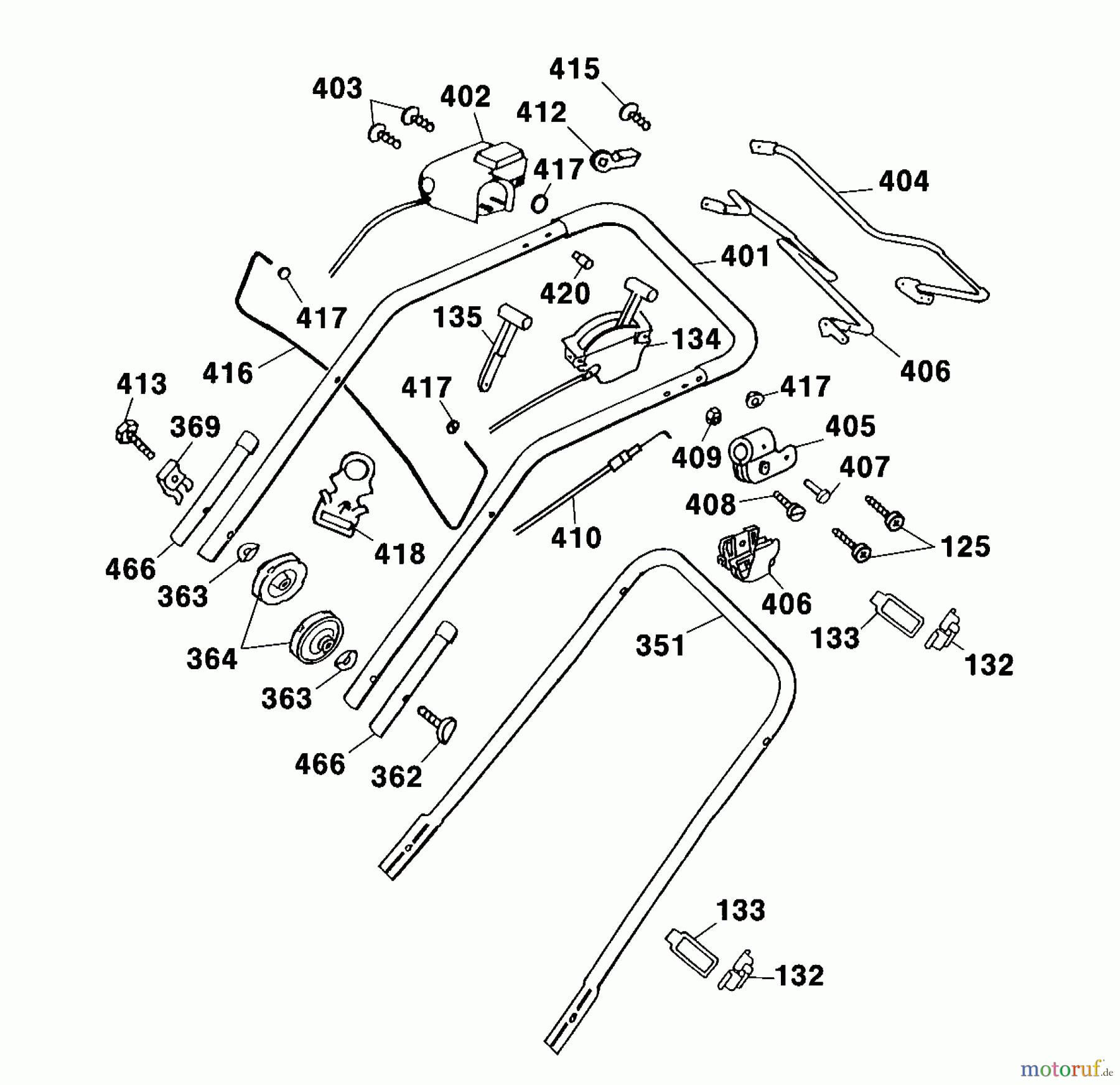  Wolf-Garten Electric mower self propelled Premio 40 EA 4029003 Series A  (2001) Handle