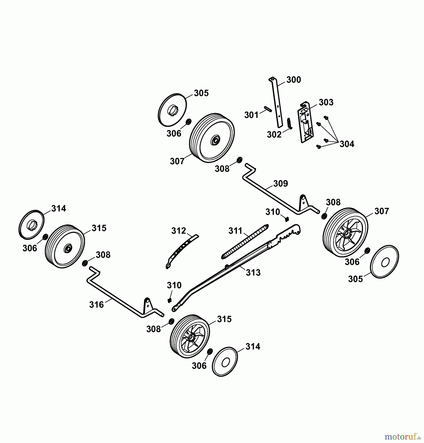  Wolf-Garten Electric mower Power Edition 40 E 4048003 Series B  (2007) Height adjustment, Wheels