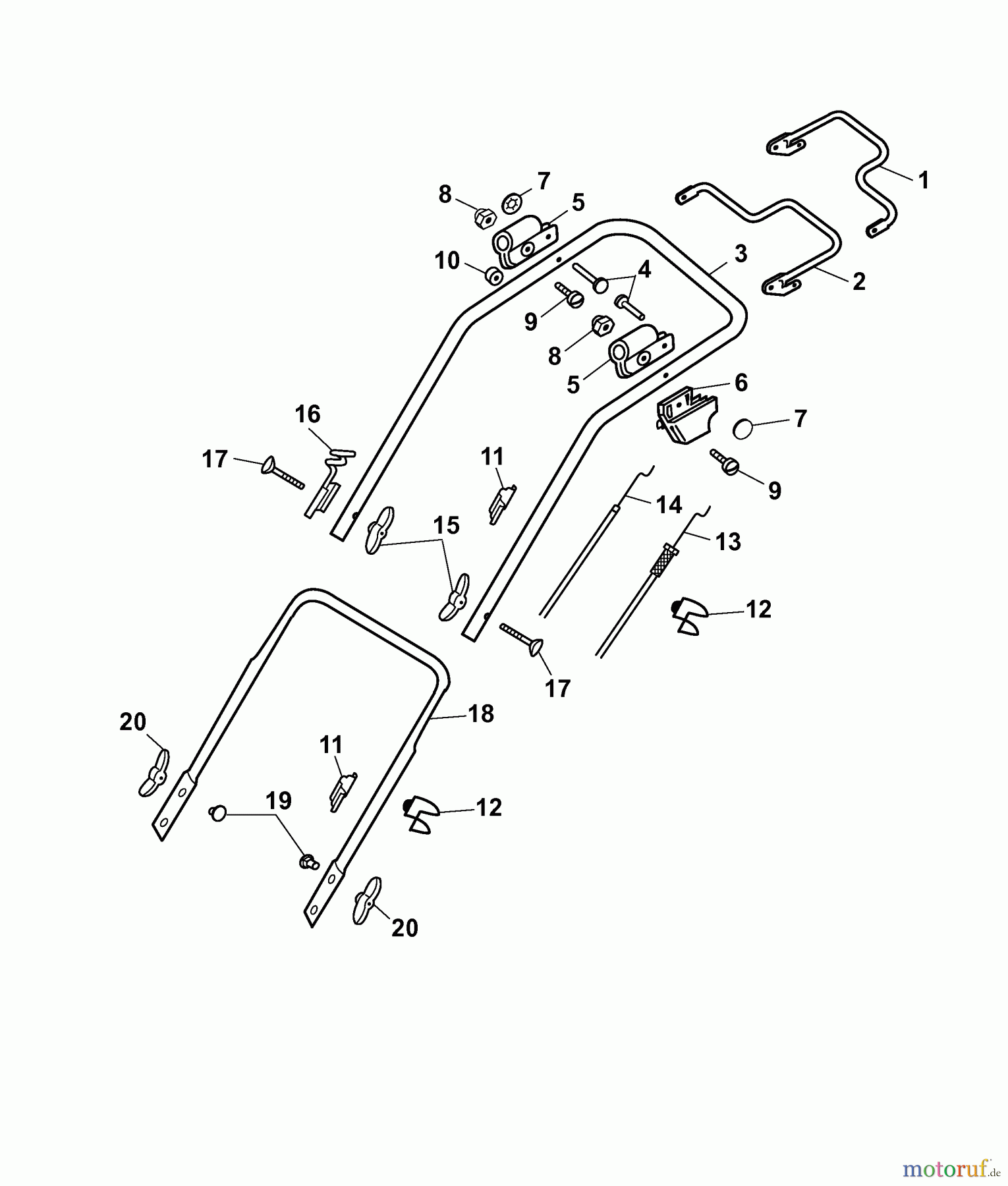  Wolf-Garten Petrol mower self propelled 2.48 BA 4218000 Series E  (2007) Handle