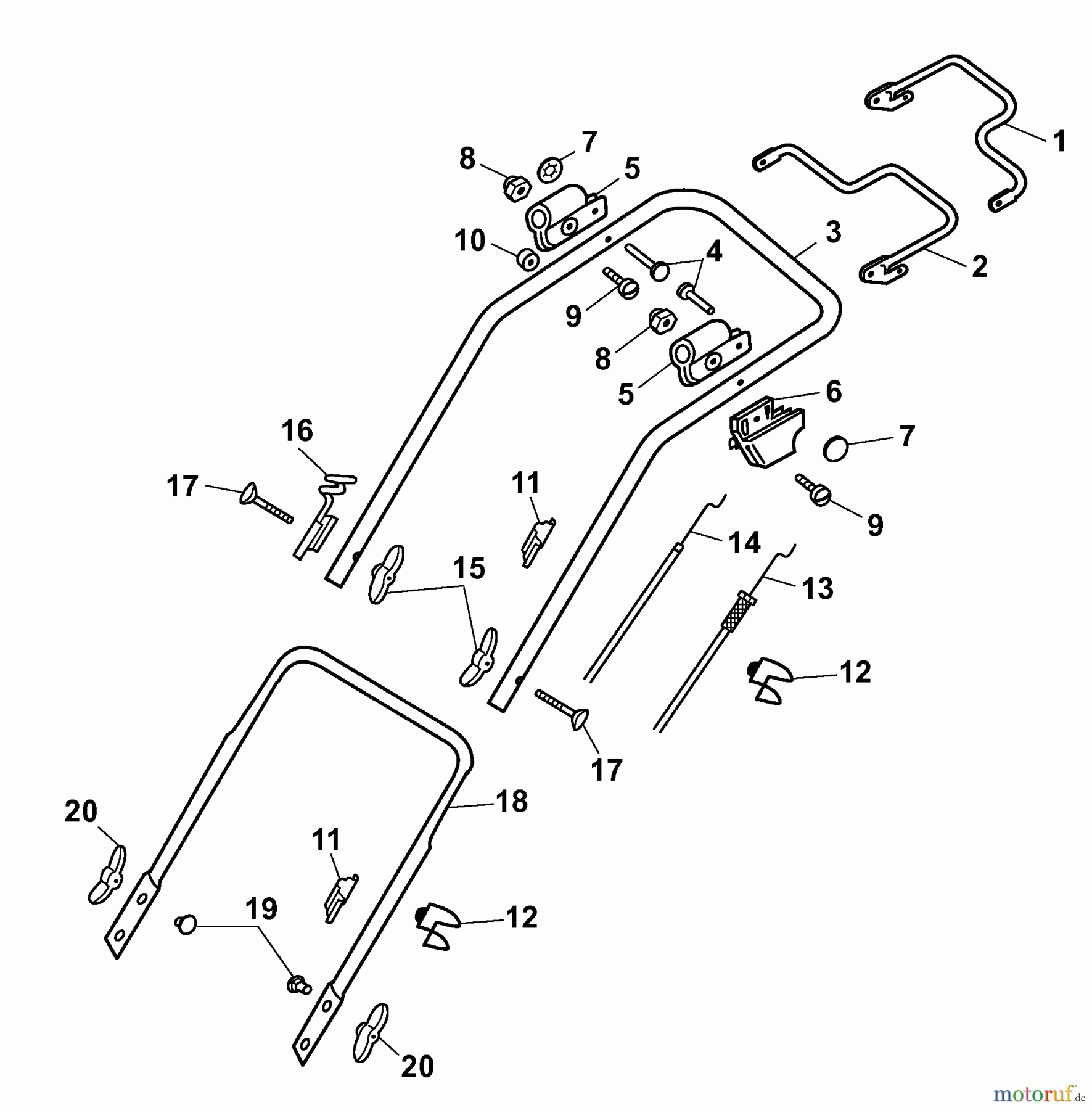  Wolf-Garten Petrol mower self propelled 2.48 BA 4218000 Series G  (2009) Handle